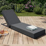 Voir la diapositive 2 : ID MARKET Lit de piscine, bain de soleil confort dossier métal inclinable 4 positions et matelas gris