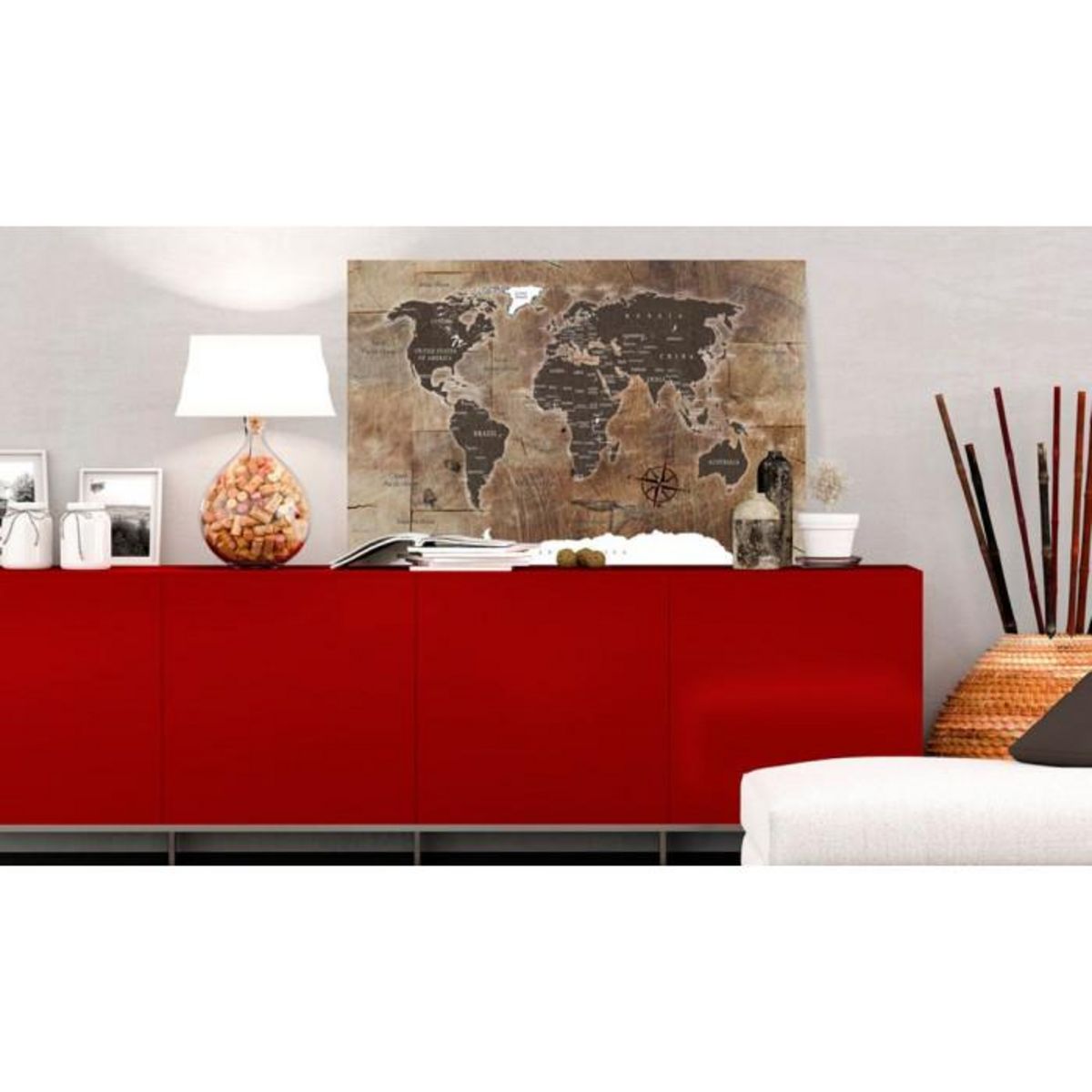 Paris Prix Tableau en Liège  Carte du Monde - Wooden Mosaic