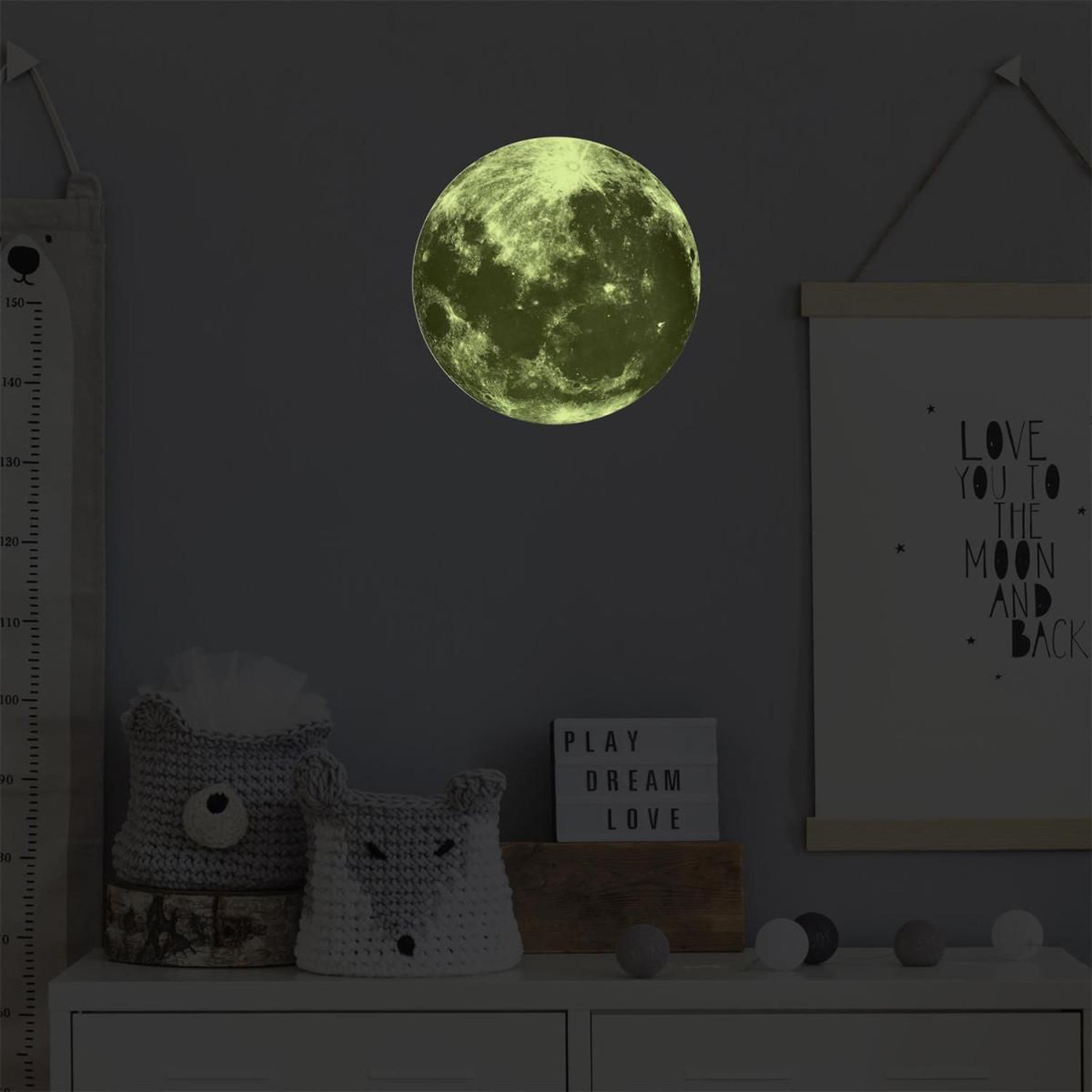 Voir la diapositive 2 : HOME DECO KIDS Sticker mural phosphorescent  lune  25cm vert