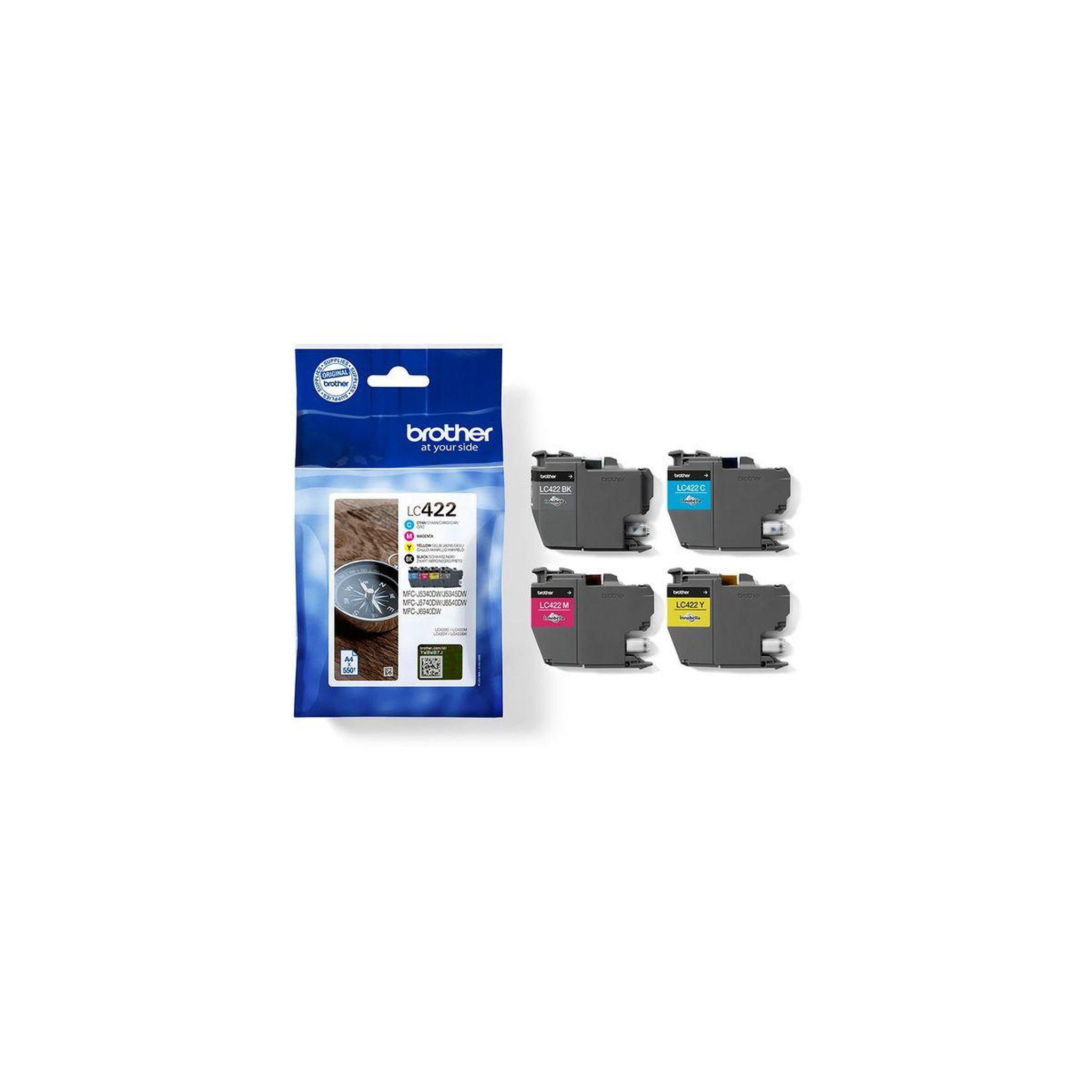 Voir la diapositive 2 : Brother Cartouche d'encre pack multipack 4 originales lc422 (noir + 3 couleurs) - lc422val