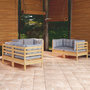 Voir la diapositive 1 : VIDAXL Salon de jardin 6 pcs avec coussins gris Bois de pin massif