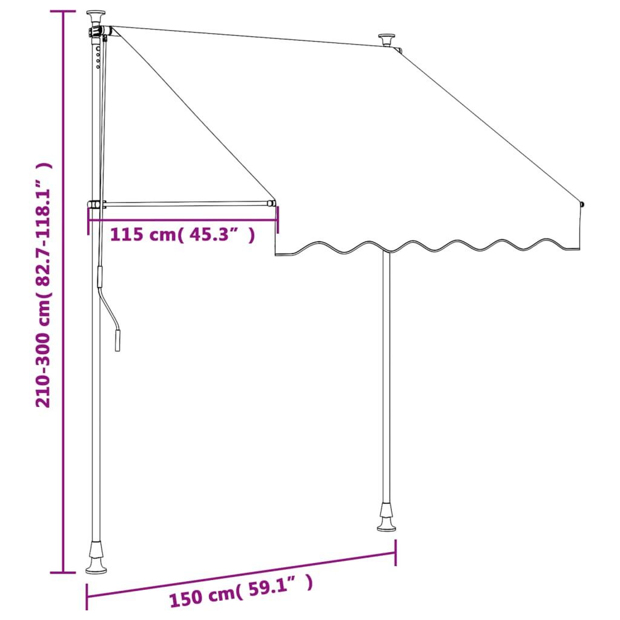 Voir la diapositive 6 : VIDAXL Auvent retractable creme 150x150 m tissu et acier