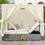Voir la diapositive 4 : MERAX Bain de soleil en Métal avec auvent, table pliante, pliable, coussins, crème