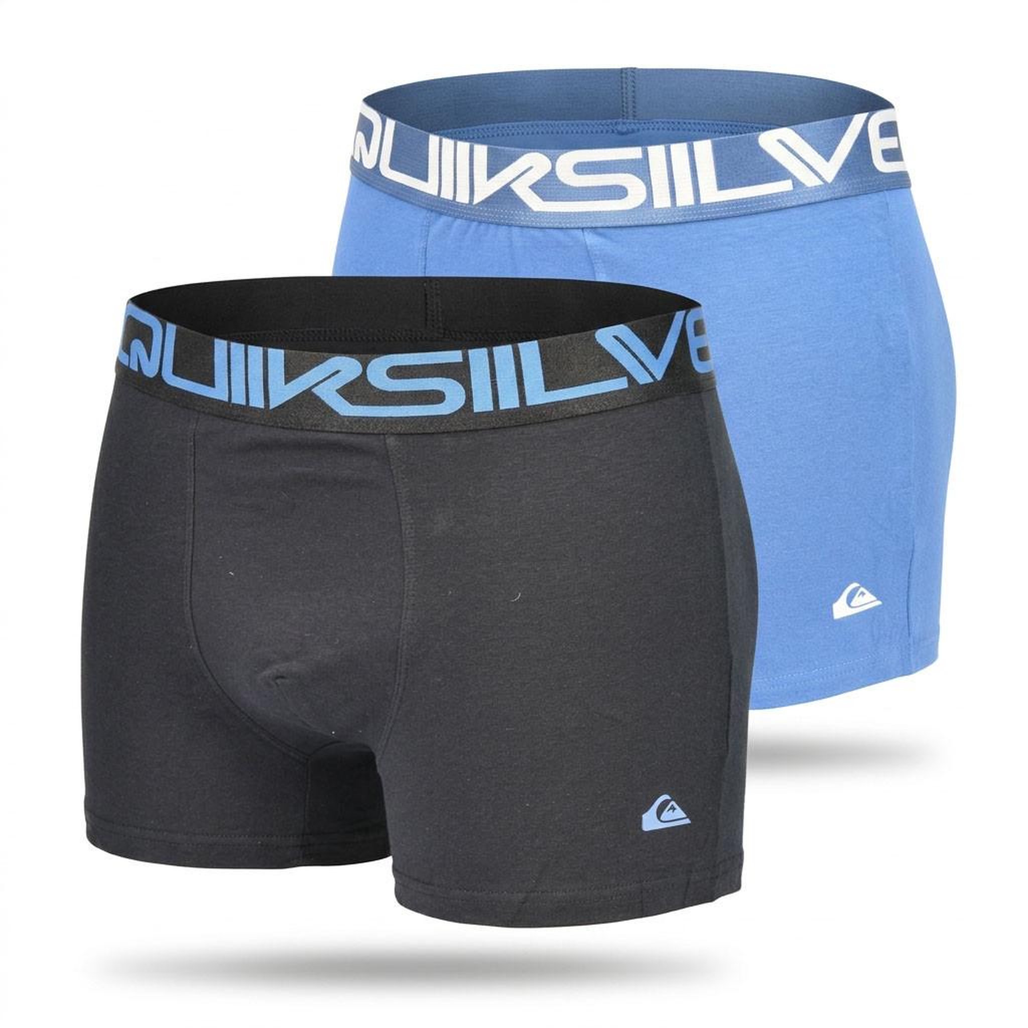 QUIKSILVER Quiksilver – Pack 2 Boxers Homme Confort Coton Stretch. Coloris disponibles : Bicolore, Noir / Bleu