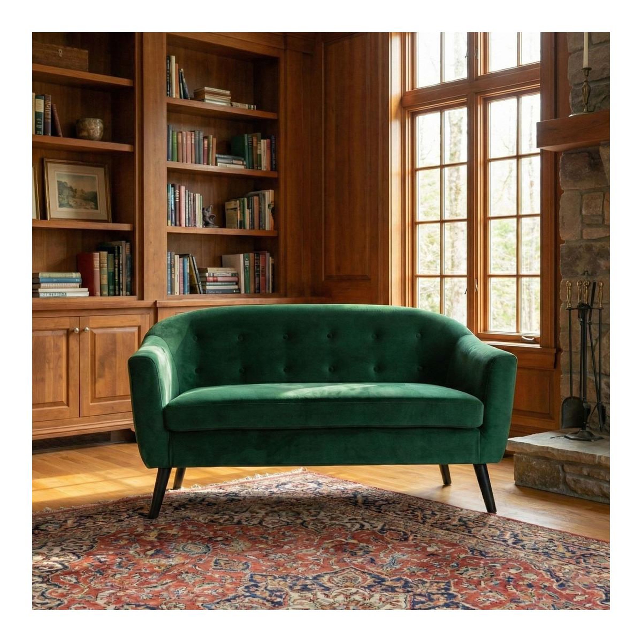 Voir la diapositive 5 : Paris Prix Canapé scandinave velours  lopy  129cm vert