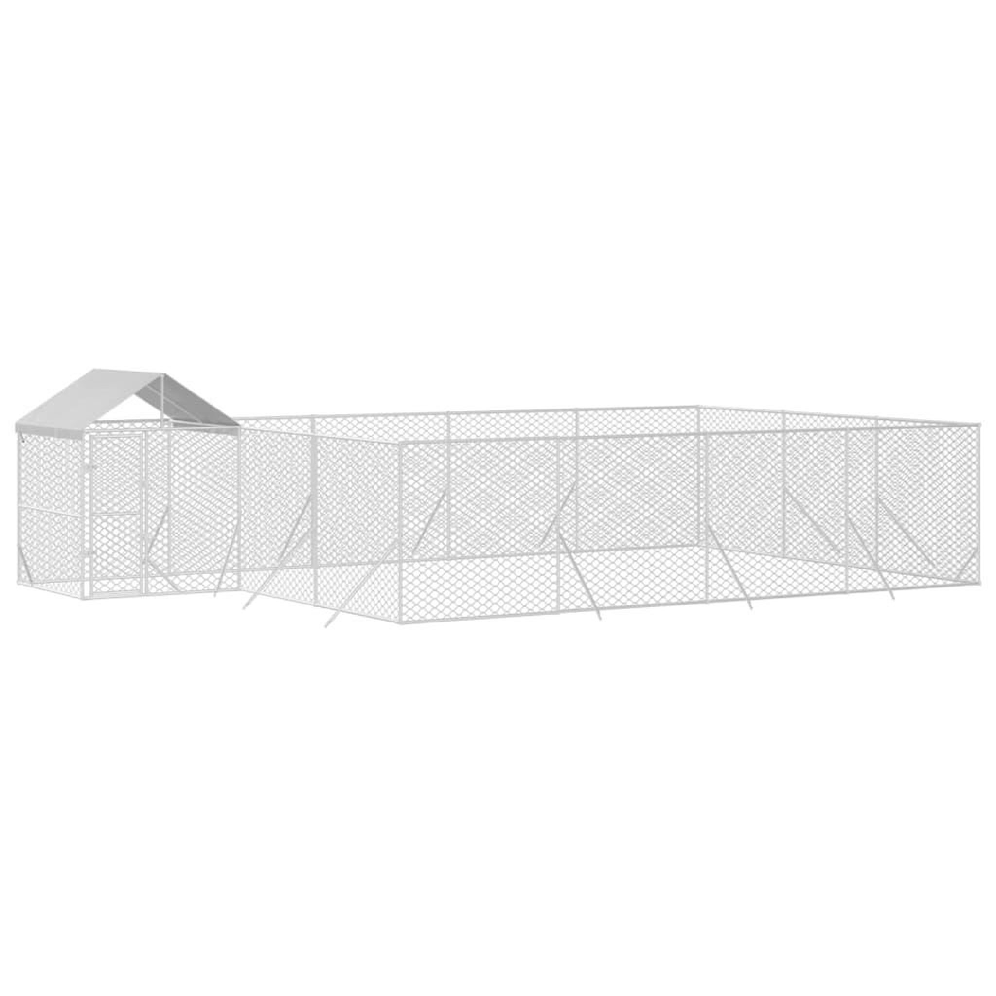 Voir la diapositive 3 : VIDAXL Chenil d'exterieur pour chiens avec toit argente 10x6x2,5 m