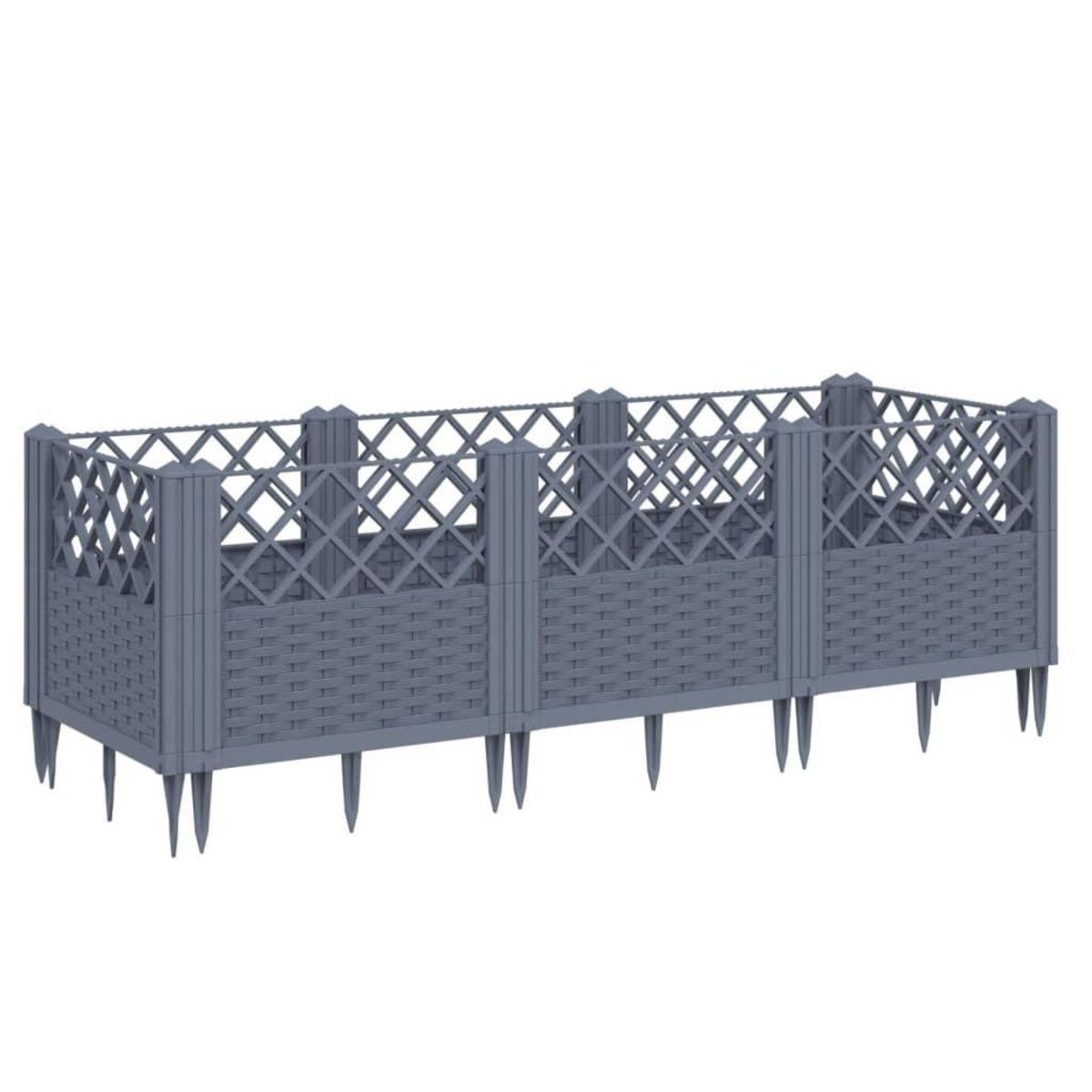 VIDAXL Jardiniere avec piquets bleu gris 123,5x43,5x43,5 cm PP