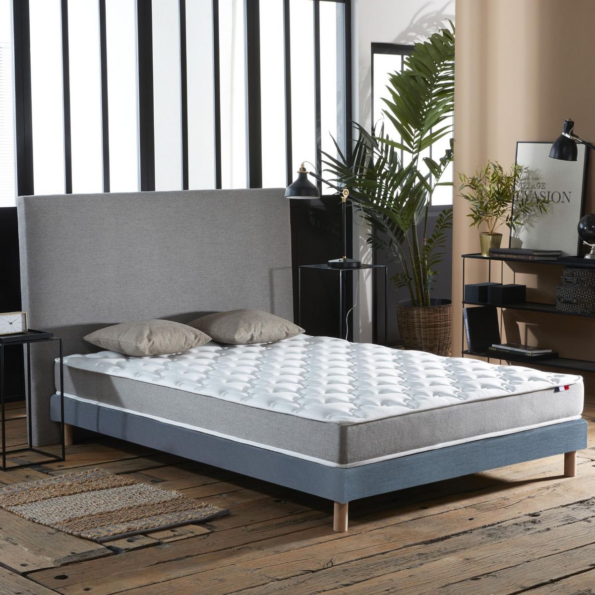IDLITERIE Ensemble matelas mousse réversible STRATUS et sommier - confort français