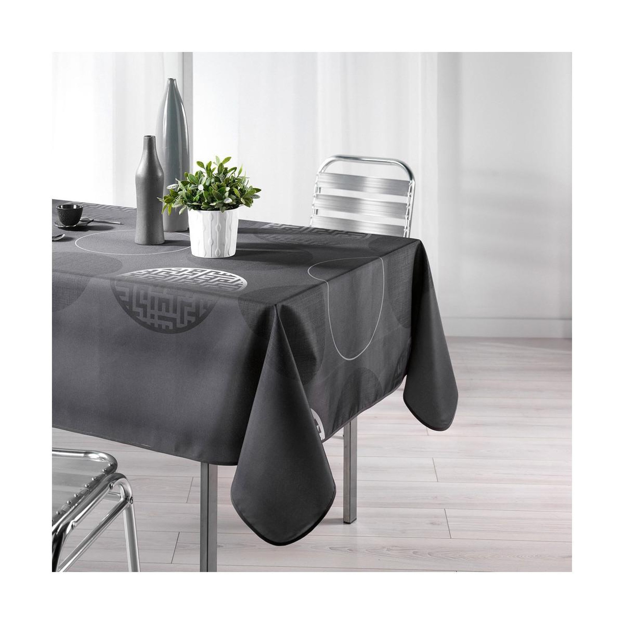 Douceur d'Intérieur Nappe antitache  kosmo  150x240cm anthracite