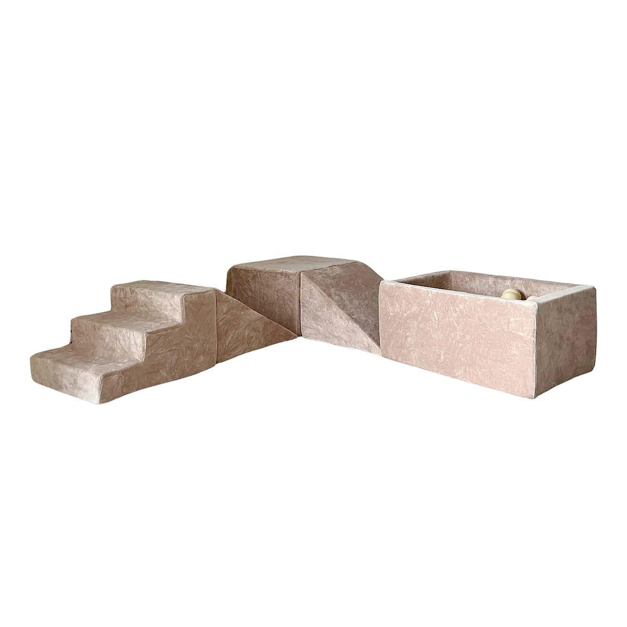 MONIO FOR KIDS Jeu en mousse 5 éléments avec mini piscine à balles velours beige