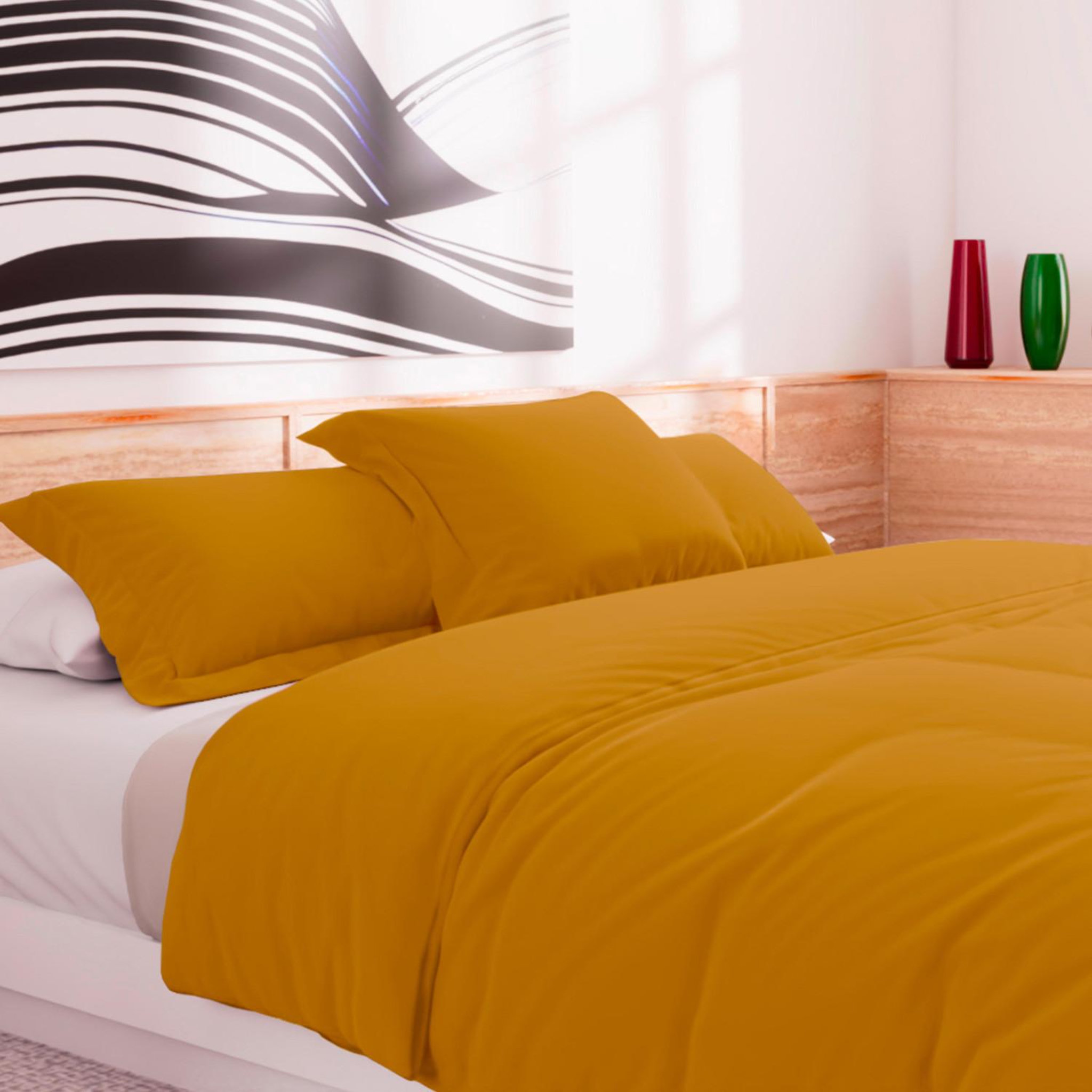 Voir la diapositive 2 : SOLEIL D'OCRE Housse de couette en coton 57 fils uni, par soleil d'ocre
