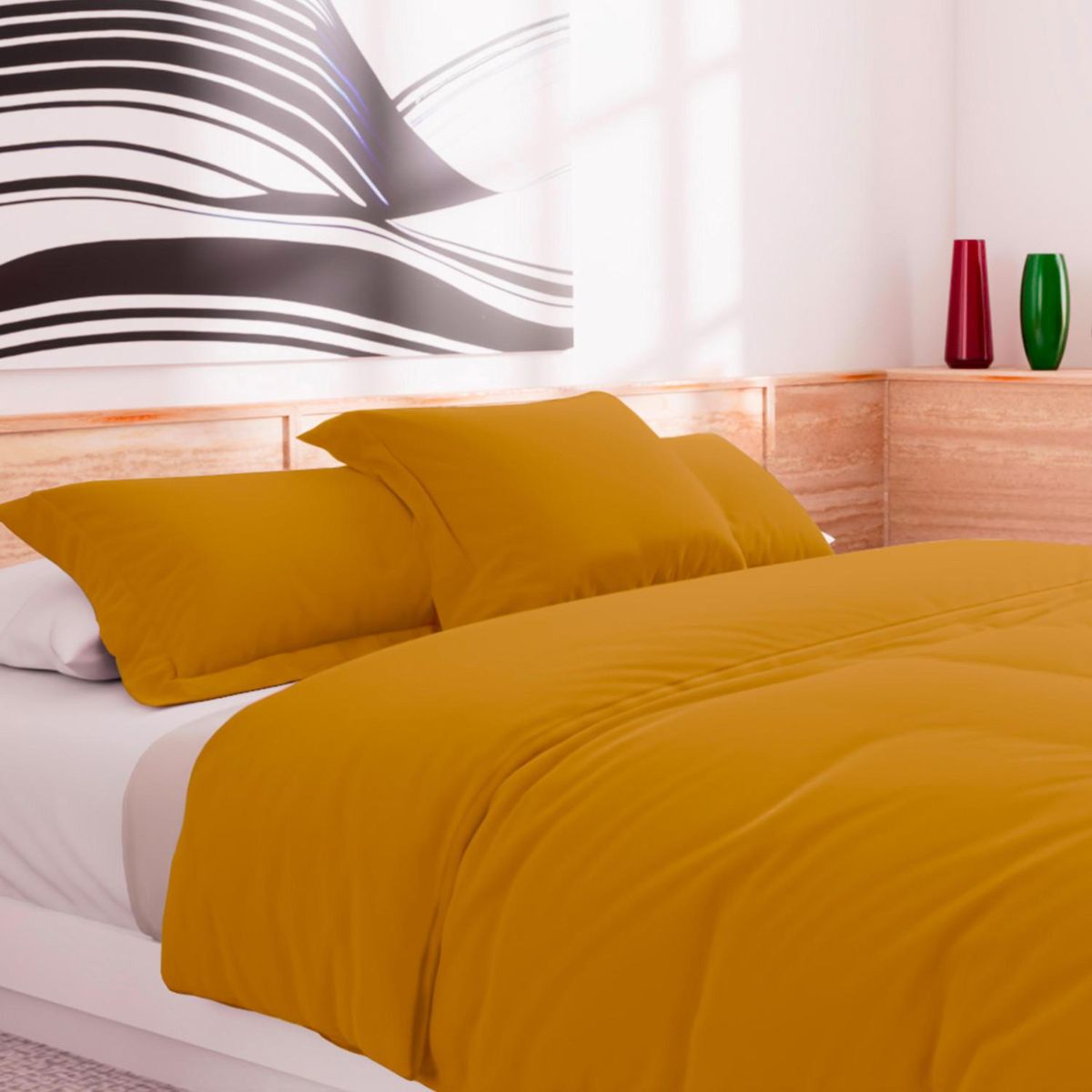 SOLEIL D'OCRE Housse de couette en coton 57 fils UNI, par Soleil d'Ocre