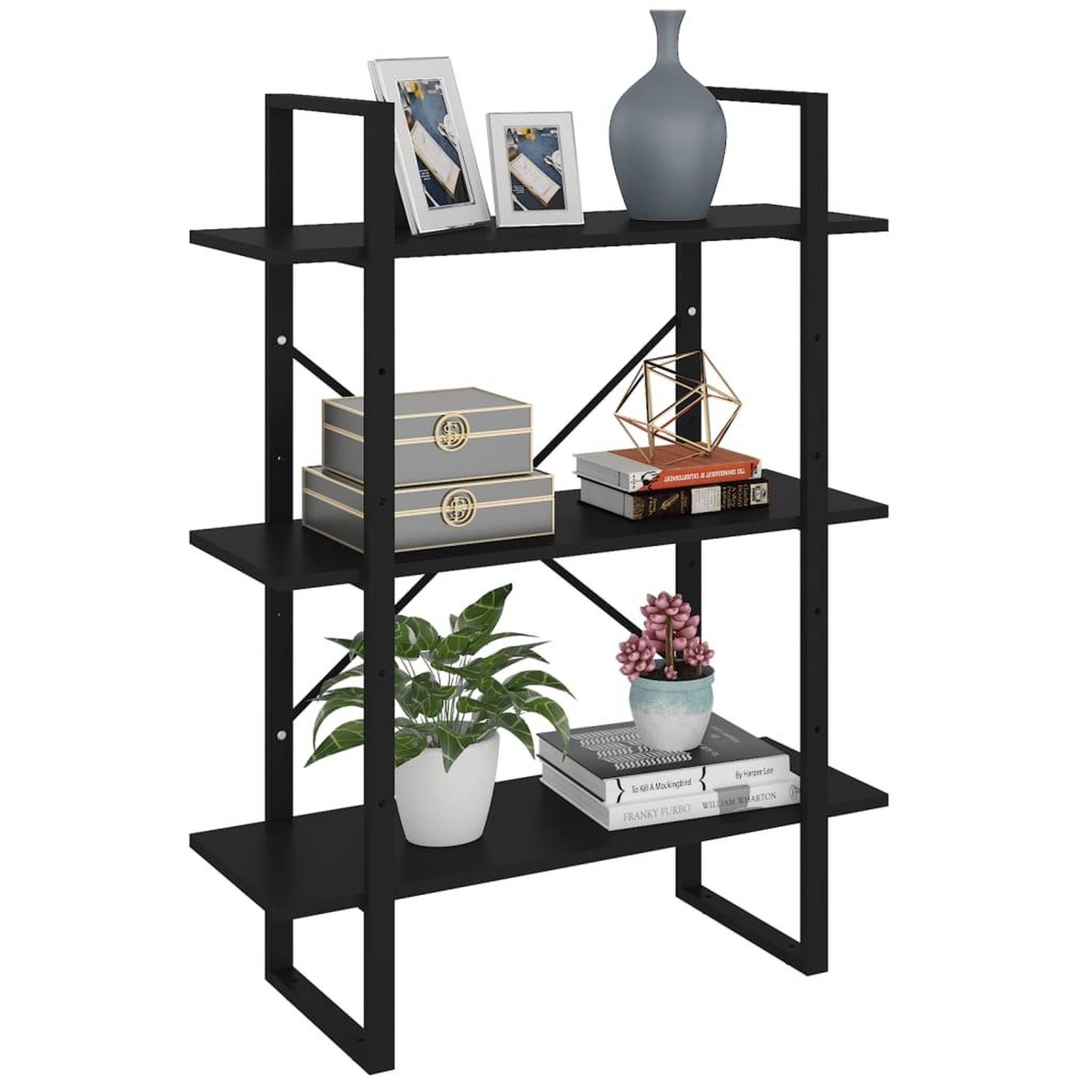 Voir la diapositive 1 : VIDAXL Bibliotheque noir 80x30x105 cm bois d'ingenierie