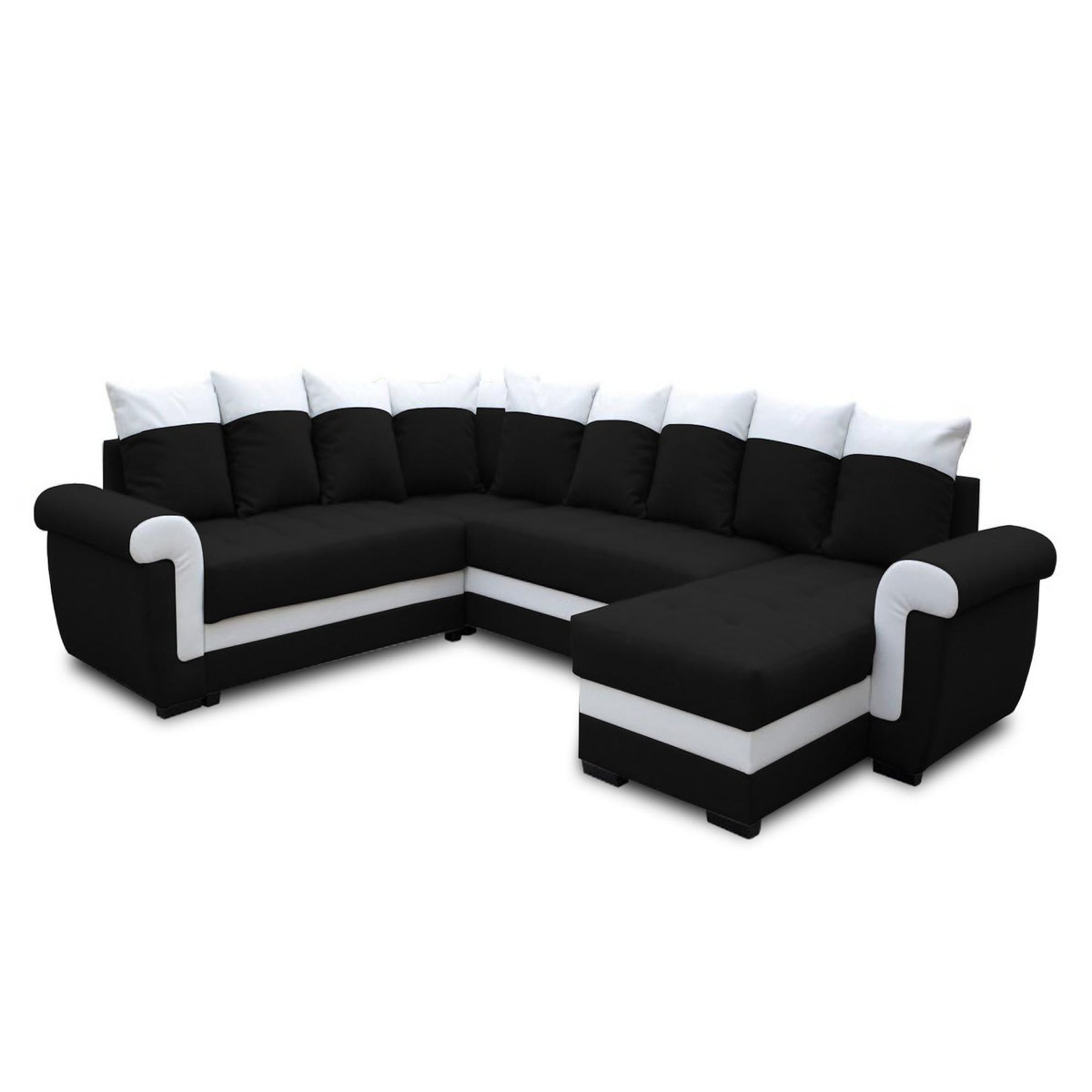 BEST MOBILIER Henry - canapé panoramique d'angle réversible - 7 places - convertible avec coffre - en tissu et pu