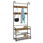 ID MARKET Vestiaire d'entrée PEDRO 79 cm bois et noir design industriel