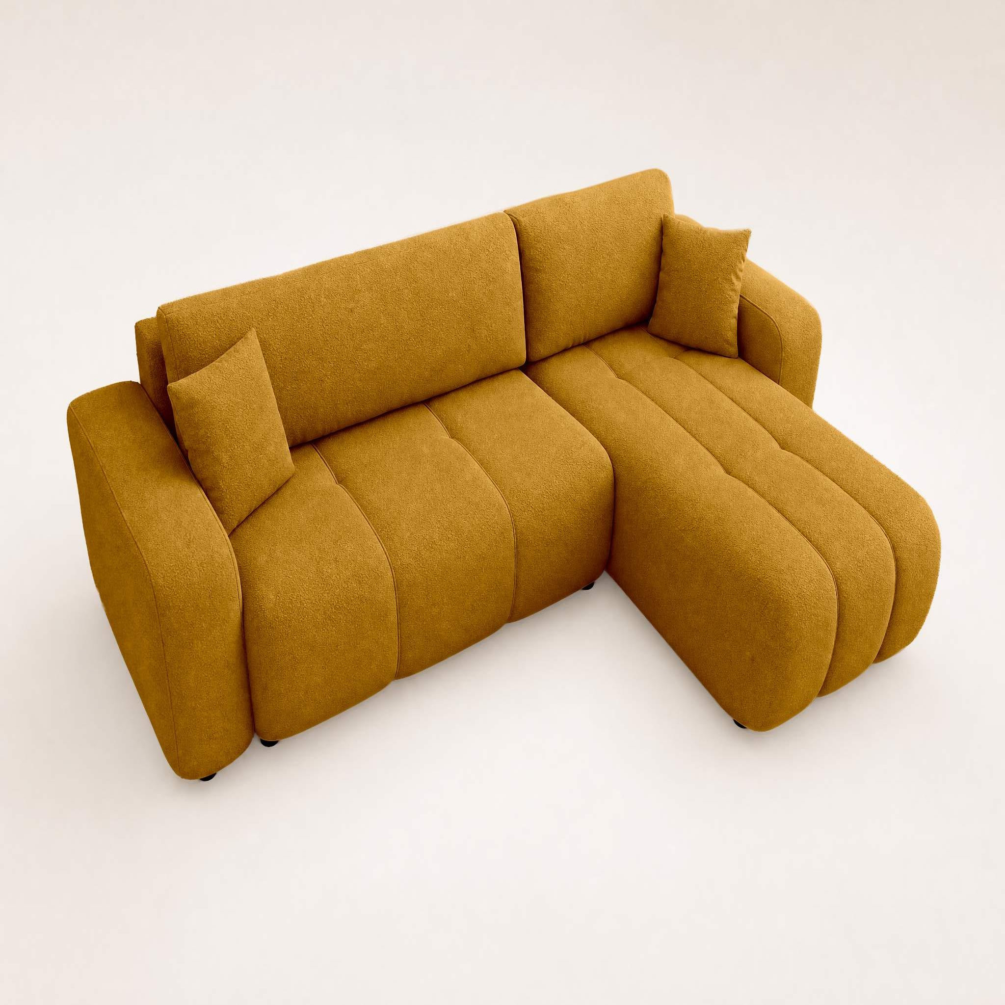 Voir la diapositive 6 : BEST MOBILIER Nicole - canapé d'angle réversible 4 places convertible avec coffre en tissu