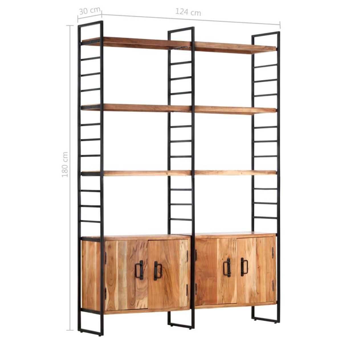 VIDAXL Bibliotheque a 4 niveaux 124x30x180 cm Bois d'acacia massif