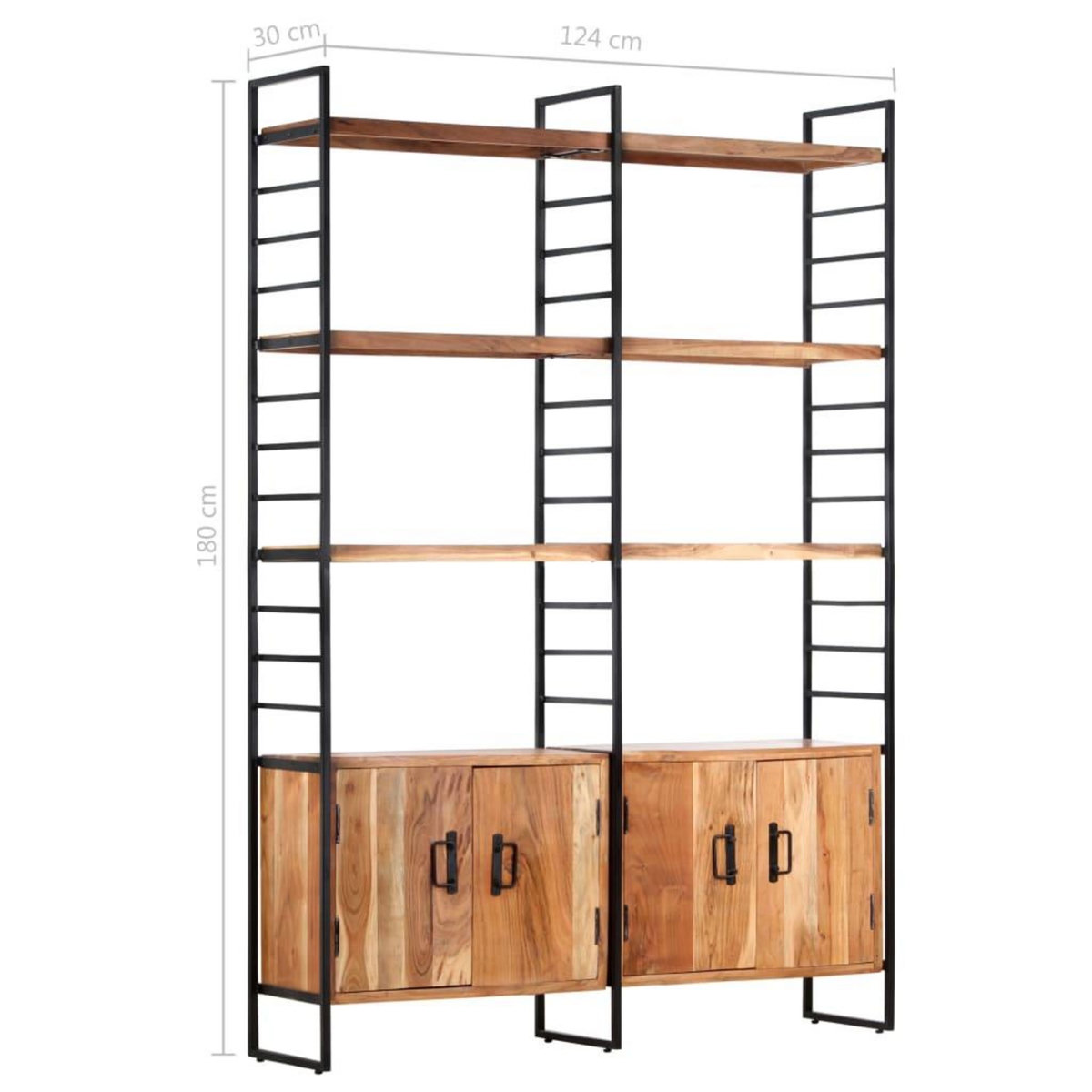 VIDAXL Bibliotheque a 4 niveaux 124x30x180 cm Bois d'acacia massif
