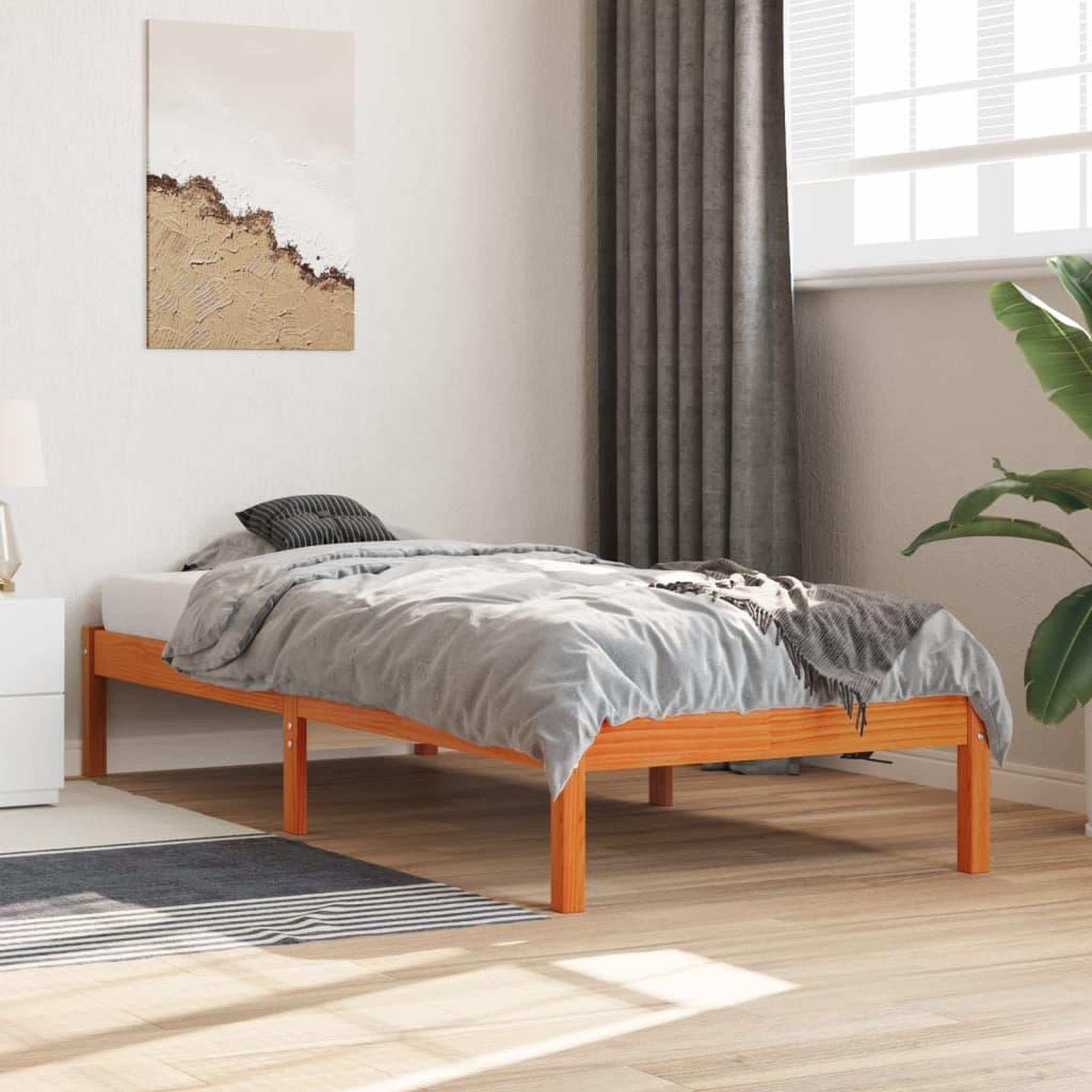 VIDAXL Cadre de lit sans matelas cire marron 90x190 cm bois pin massif