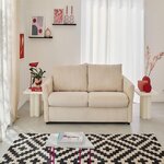 BEST MOBILIER Maho - canapé 2 places convertible express couchage quotidien 140 cm matelas 11 cm en velours côtelé. Coloris disponibles : Beige
