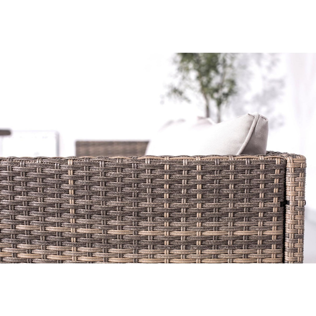 CONCEPT USINE Salon de jardin 5 places en résine tressée gris TENERIFE