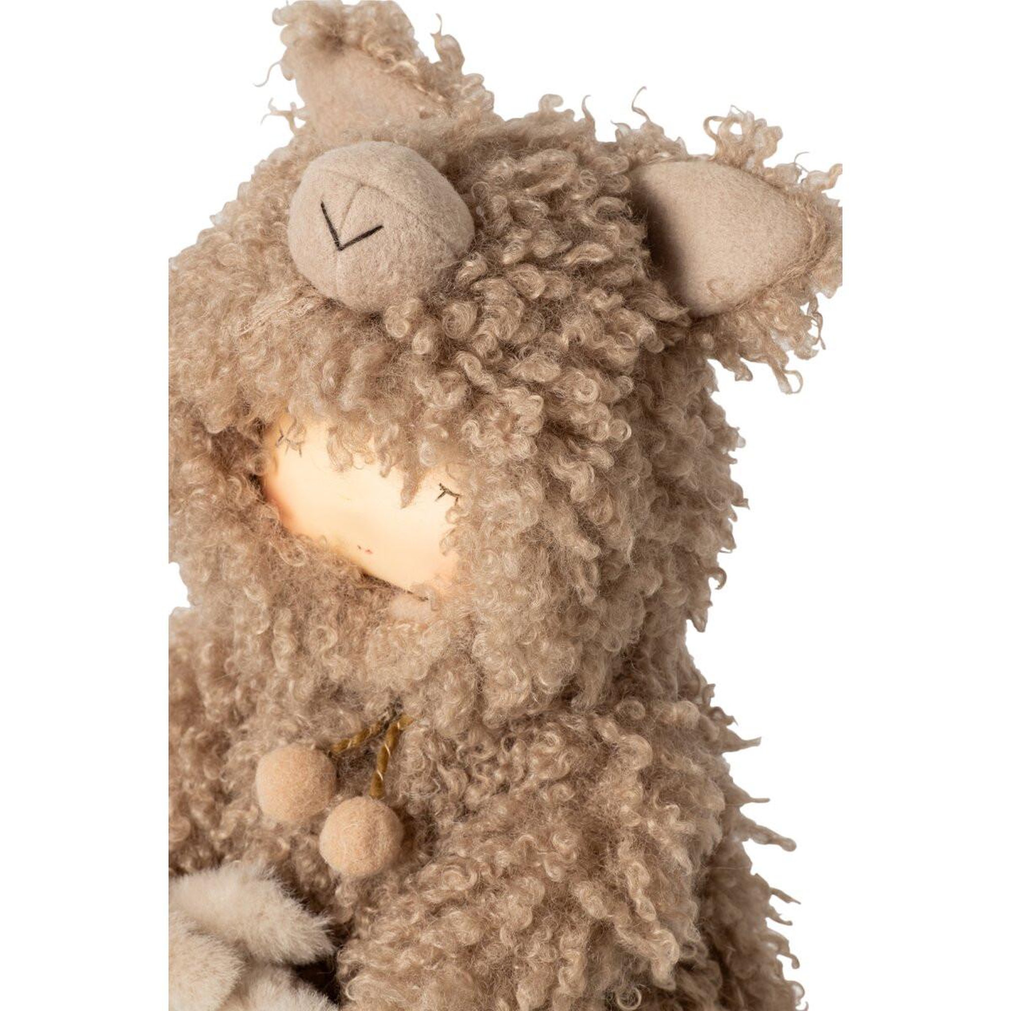 Voir la diapositive 4 : J-LINE Statuette enfant en mouton  laszlo  47cm marron