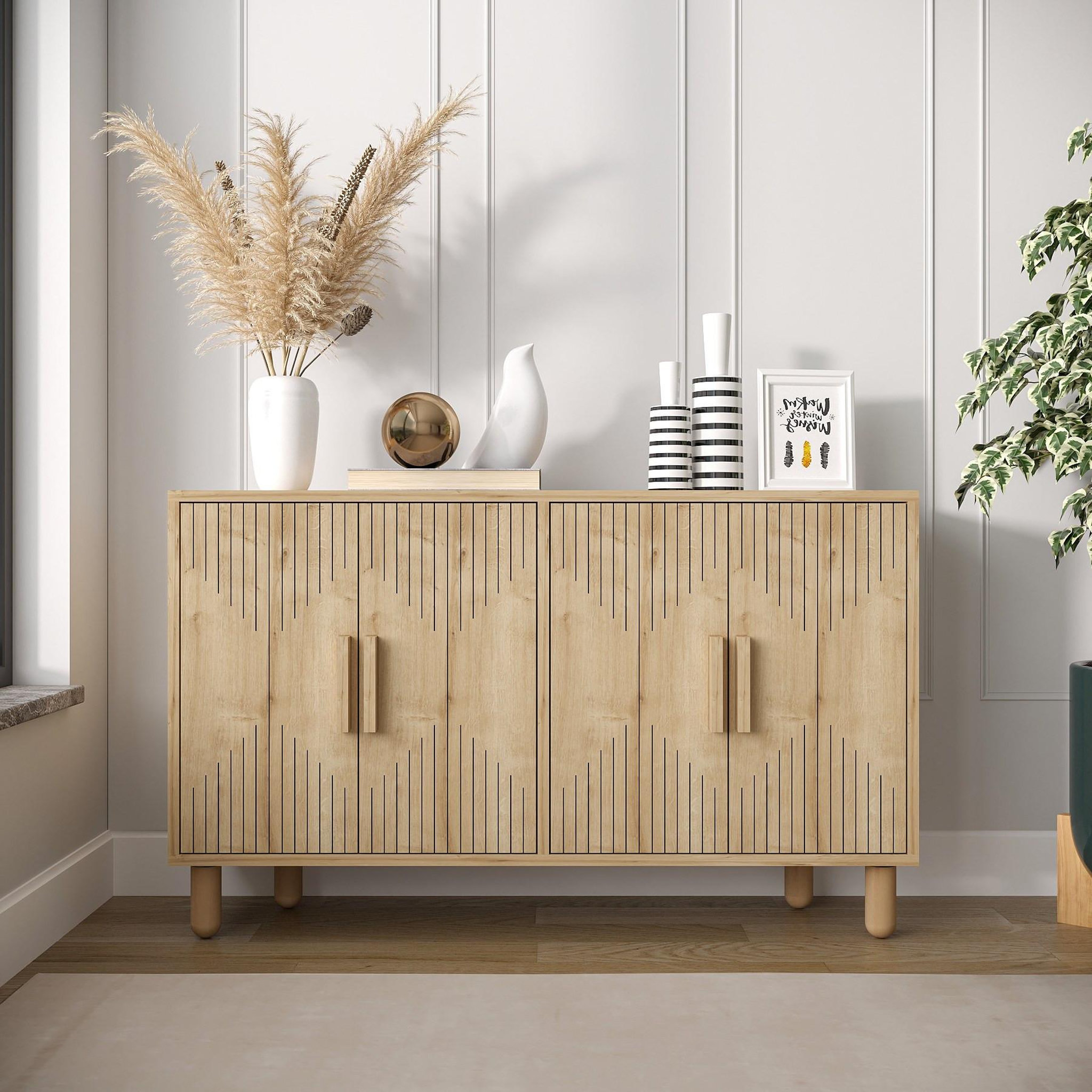 Voir la diapositive 2 : Habitat et Jardin Buffet en bois  roger  - 120 x 29 x 73 cm - chêne saphir