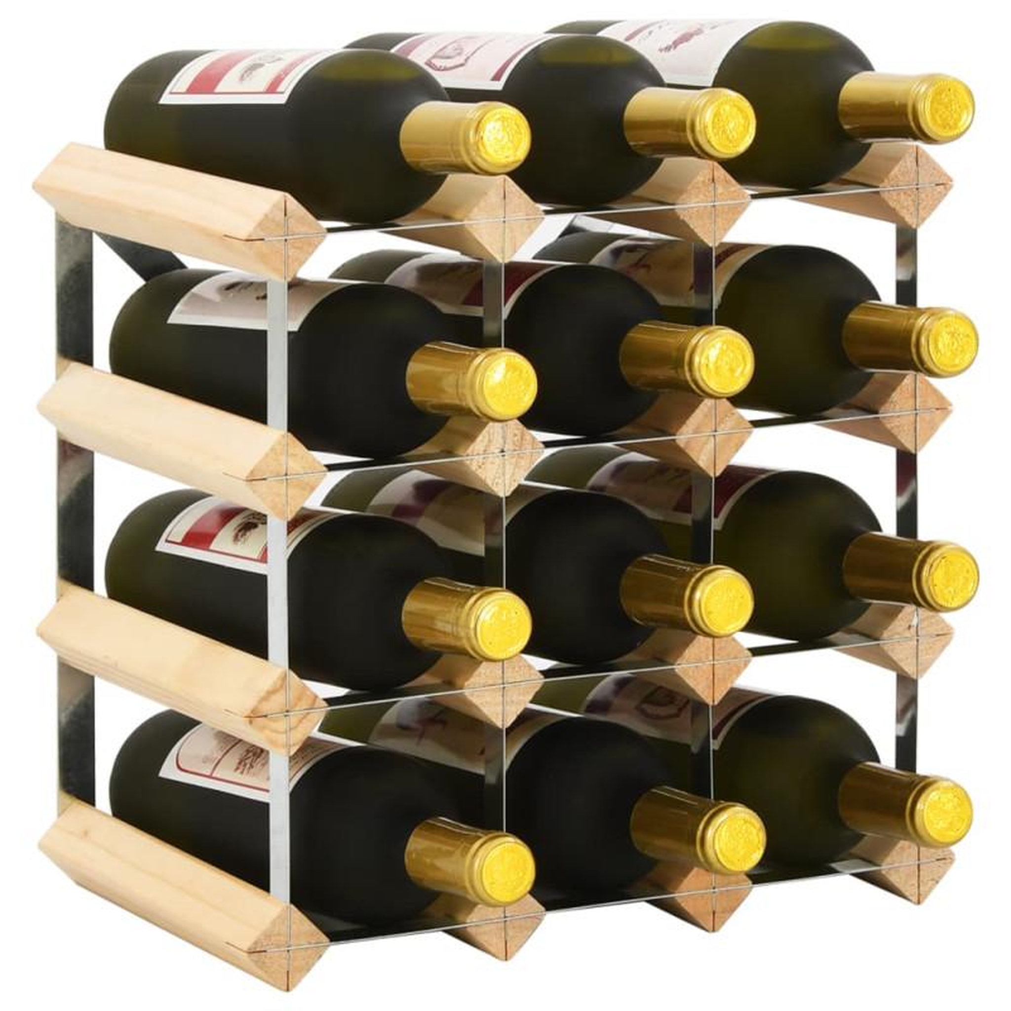 Voir la diapositive 1 : VIDAXL Casier à bouteilles 12 bouteilles Pinède solide
