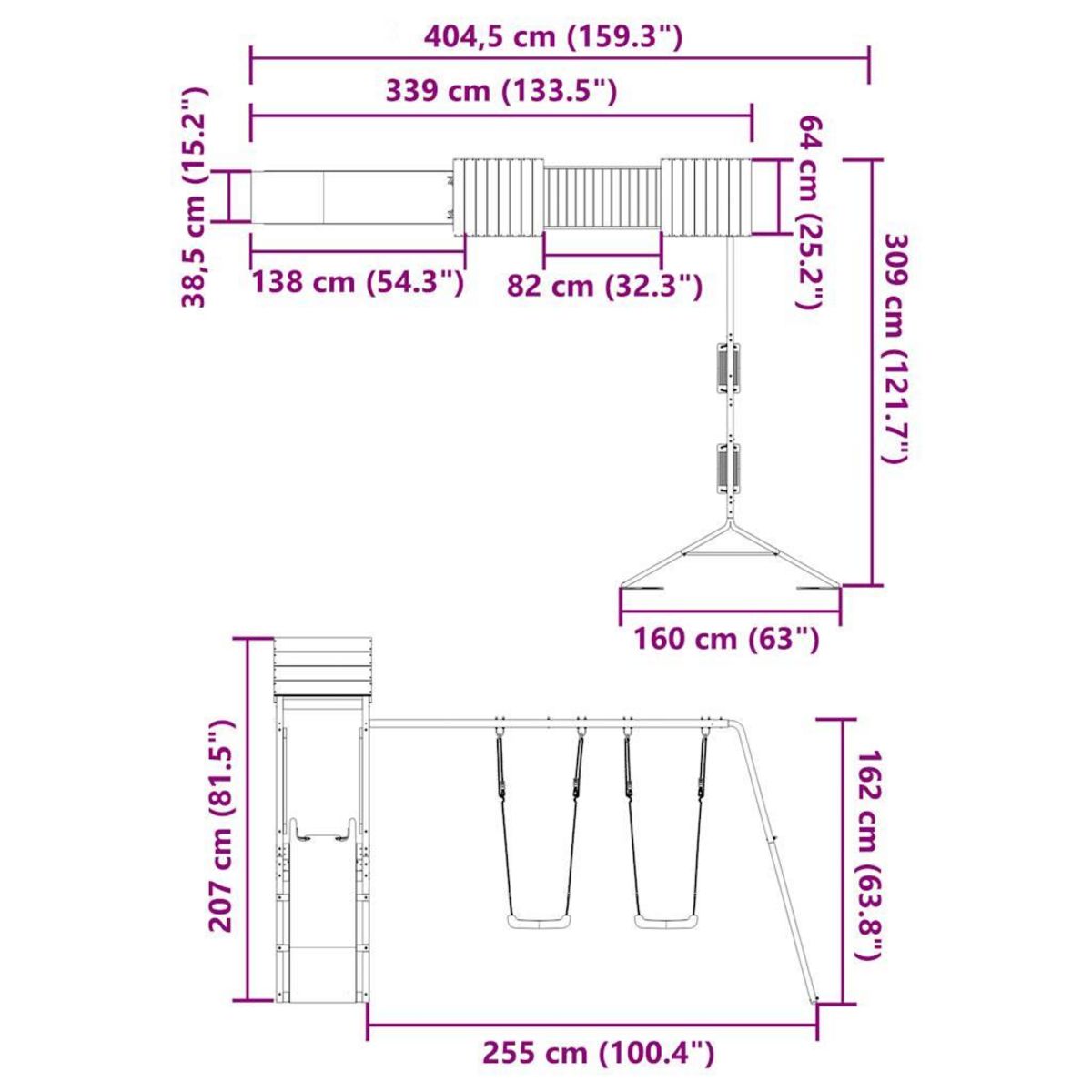 VIDAXL Aire de jeux d'exterieur bois de pin impregne