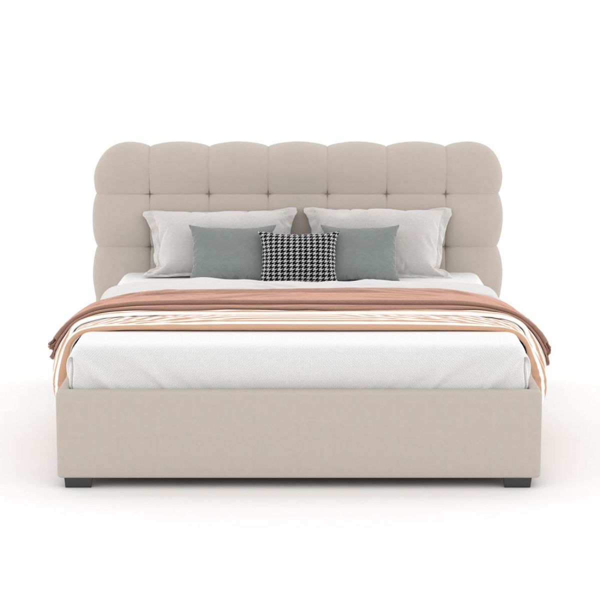 CONCEPT USINE Lit nuage avec coffre de rangement 160x200cm en velours beige DALLAS