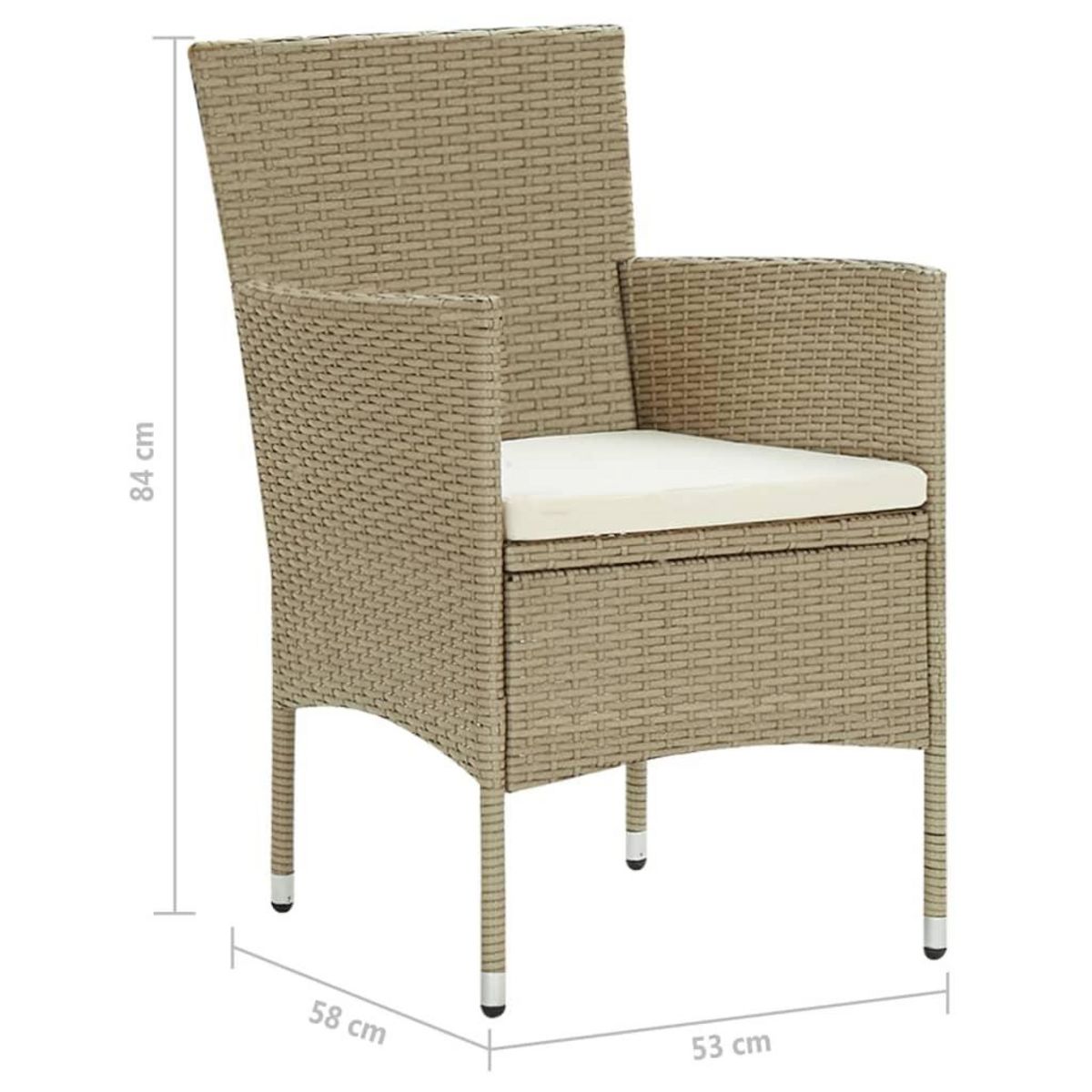 VIDAXL Chaises a manger de jardin lot de 4 Resine tressee Beige