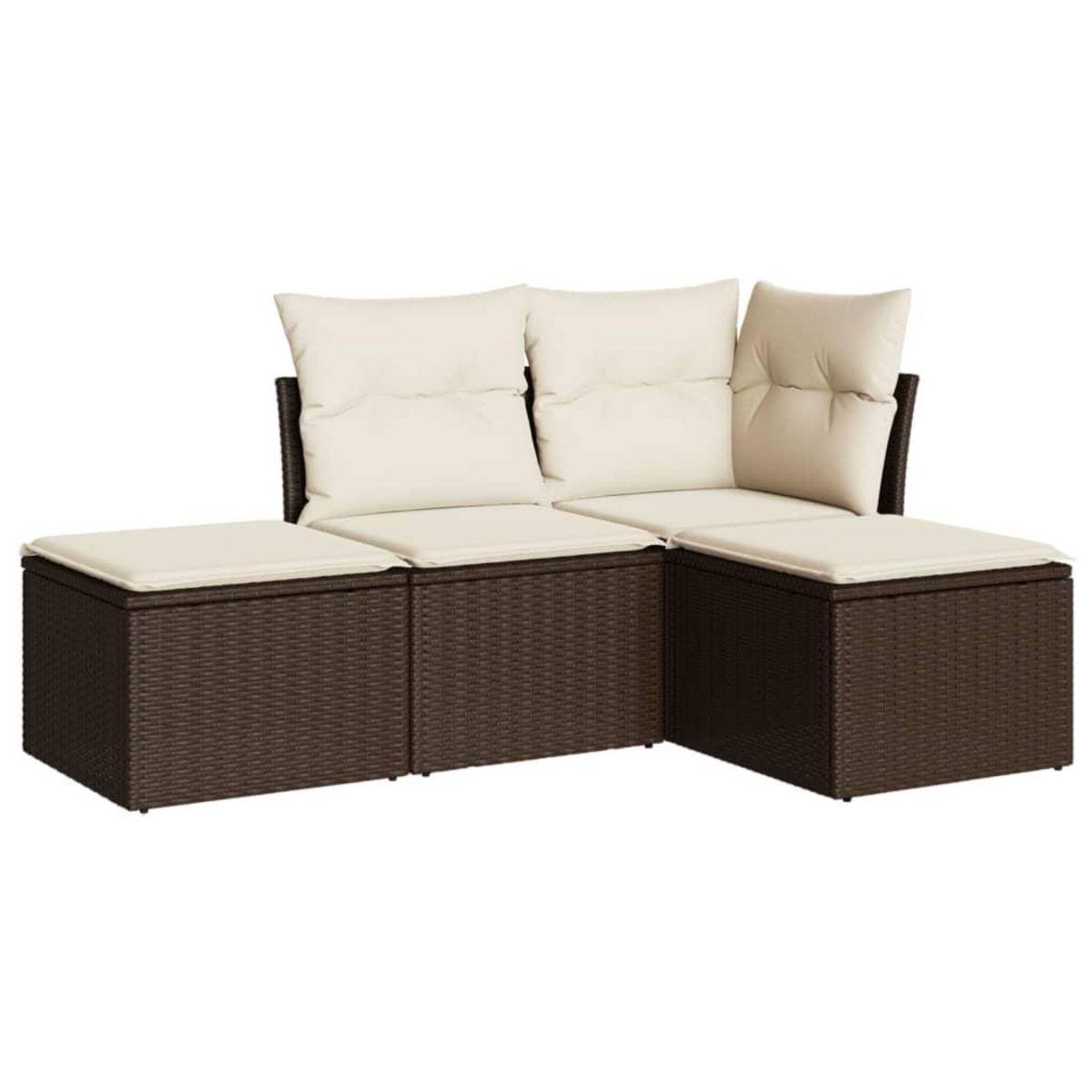 VIDAXL Salon de jardin 4 pcs avec coussins marron resine tressee