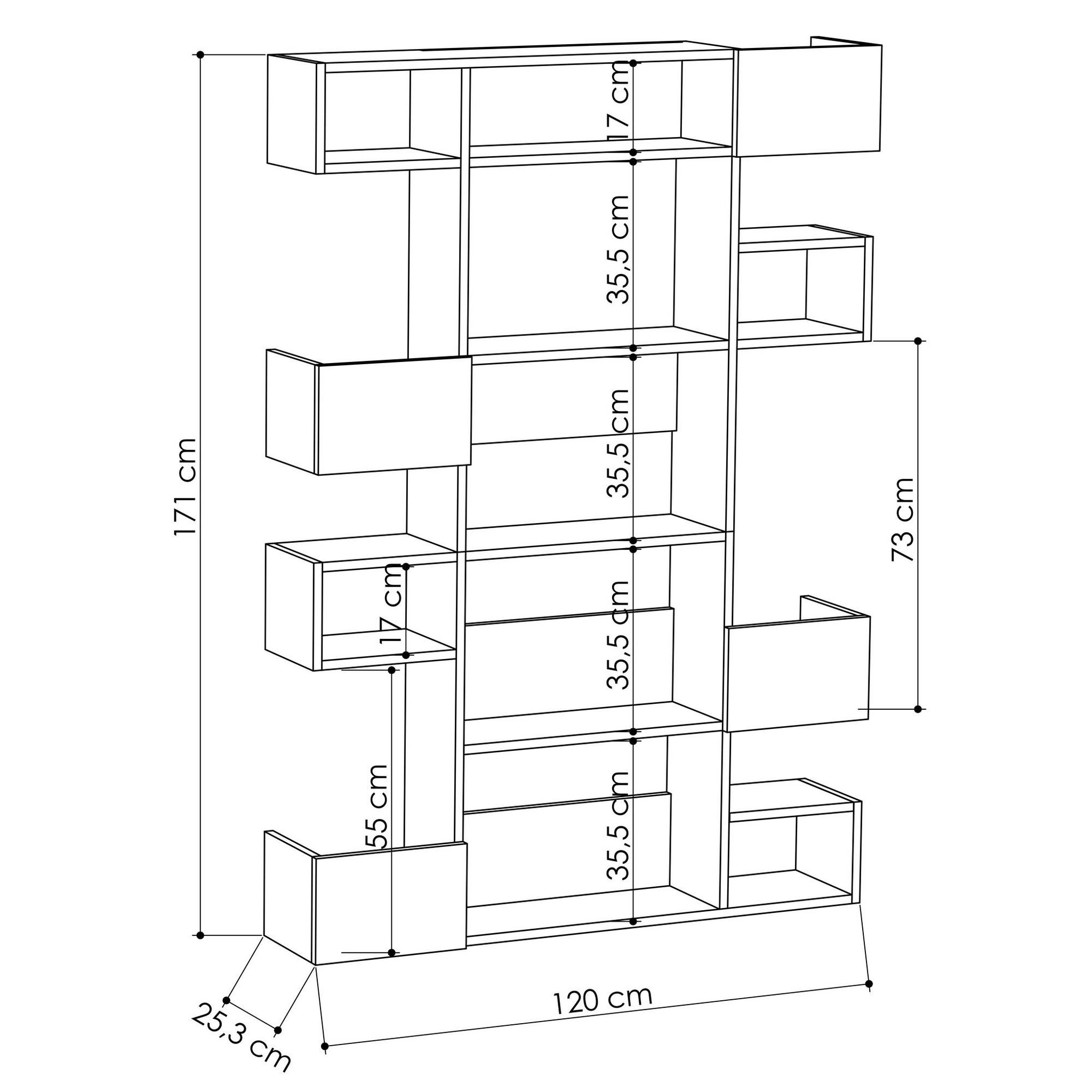 Voir la diapositive 4 : Habitat et Jardin Bibliothèque en bois  Niho  120 x 27 x 171 cm - Blanc