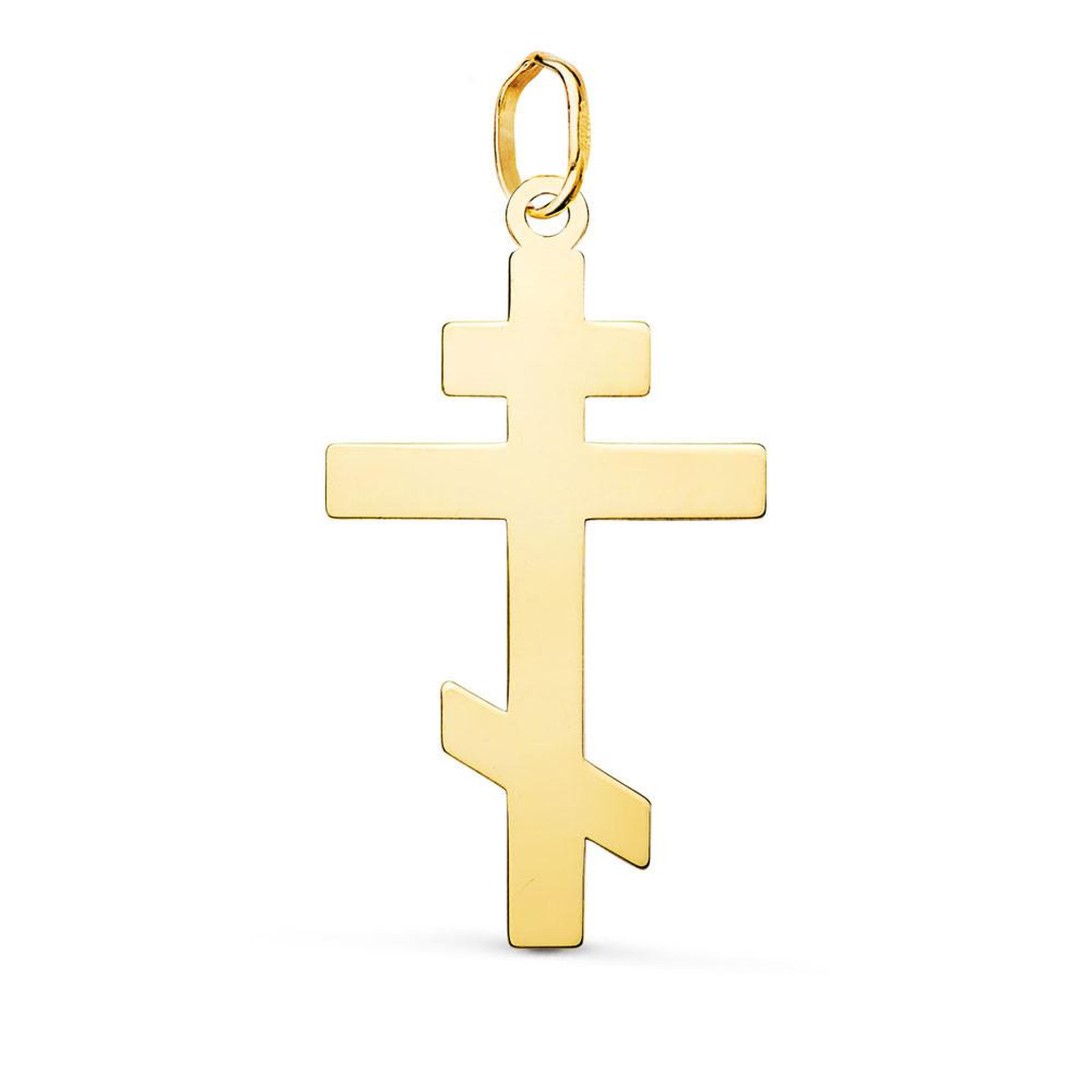 L'ATELIER D'AZUR Pendentif Médaille Or 18 Carats 750 Jaune - Croix Orthodoxe - Chaines Offertes - Grande