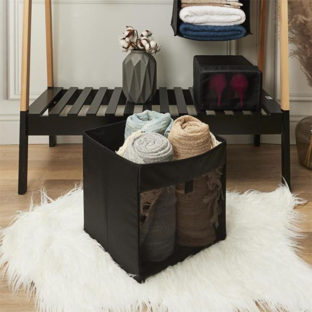 Paris Prix Panier à Linge Carré  Pop Up  30cm Noir