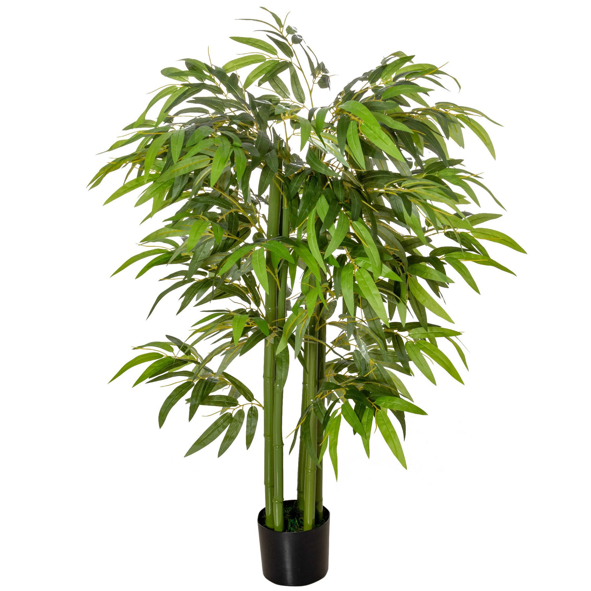HOMCOM Bambou artificiel H.1,40m 6 pieds 780 feuilles denses réalistes pot inclus vert