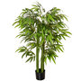 Voir la diapositive 1 : HOMCOM Bambou artificiel H.1,40m 6 pieds 780 feuilles denses réalistes pot inclus vert