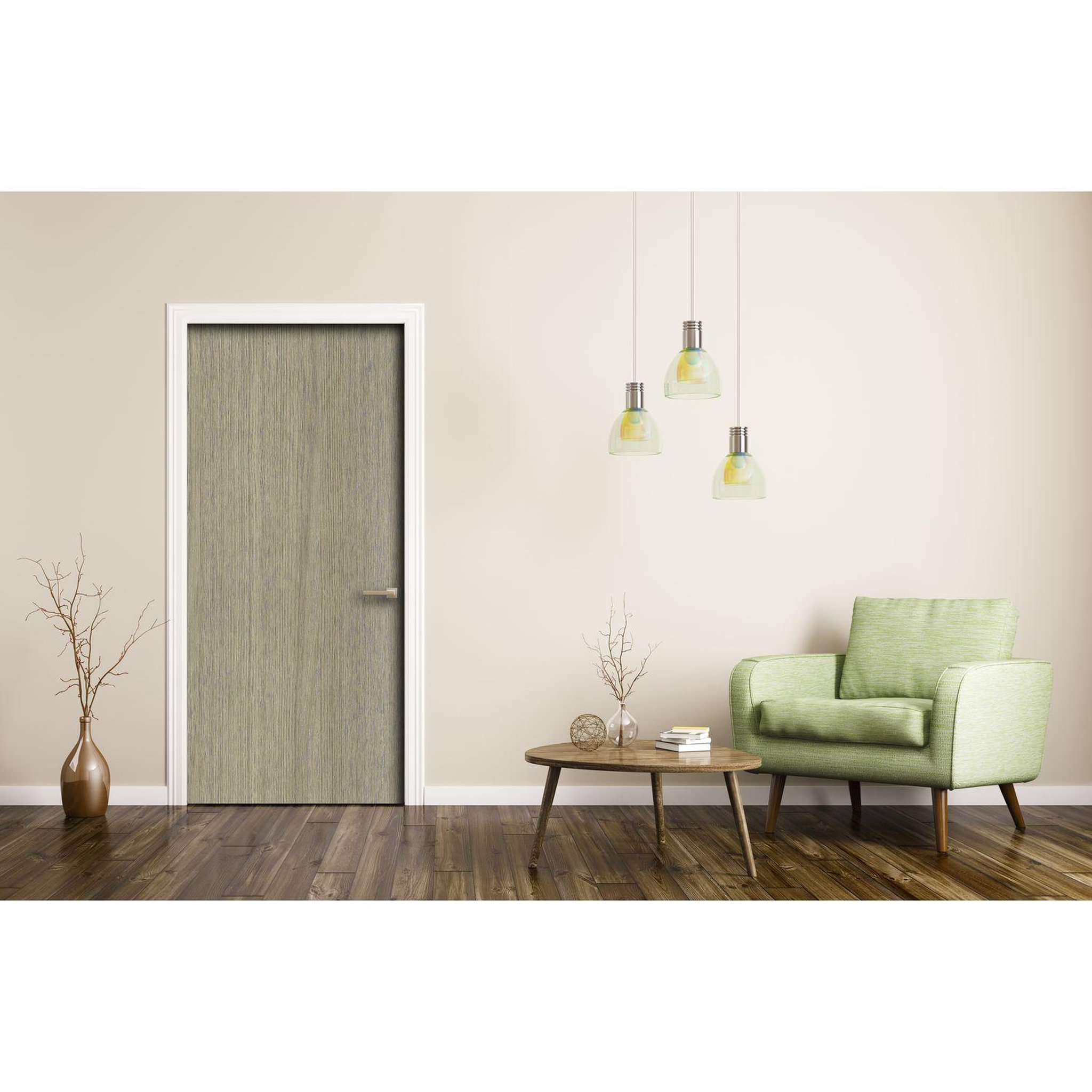 HABITABLE Sticker pour porte d'intérieur imitation bois - l. 204 x l. 83 cm - chêne clair