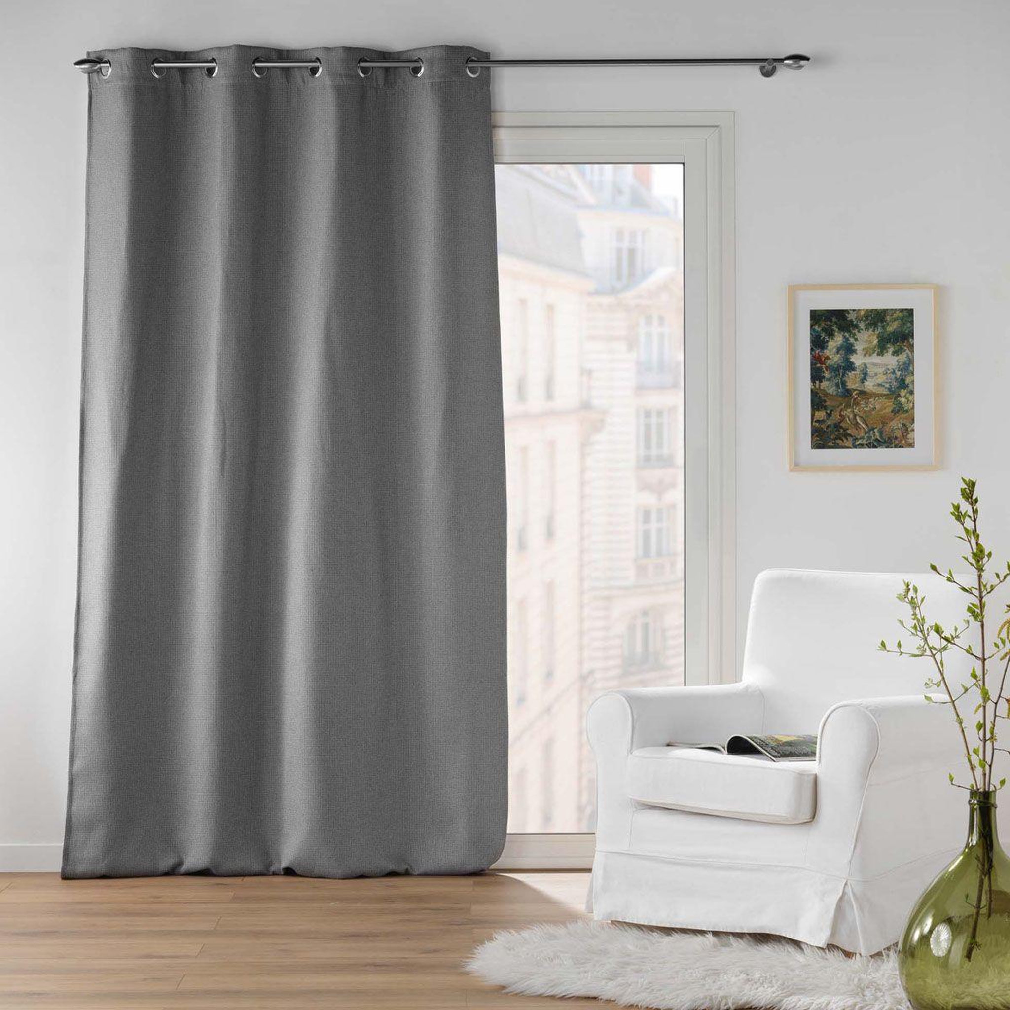 Voir la diapositive 5 : Douceur d'Intérieur Rideau occultant jacquard  blake  135x240cm anthracite