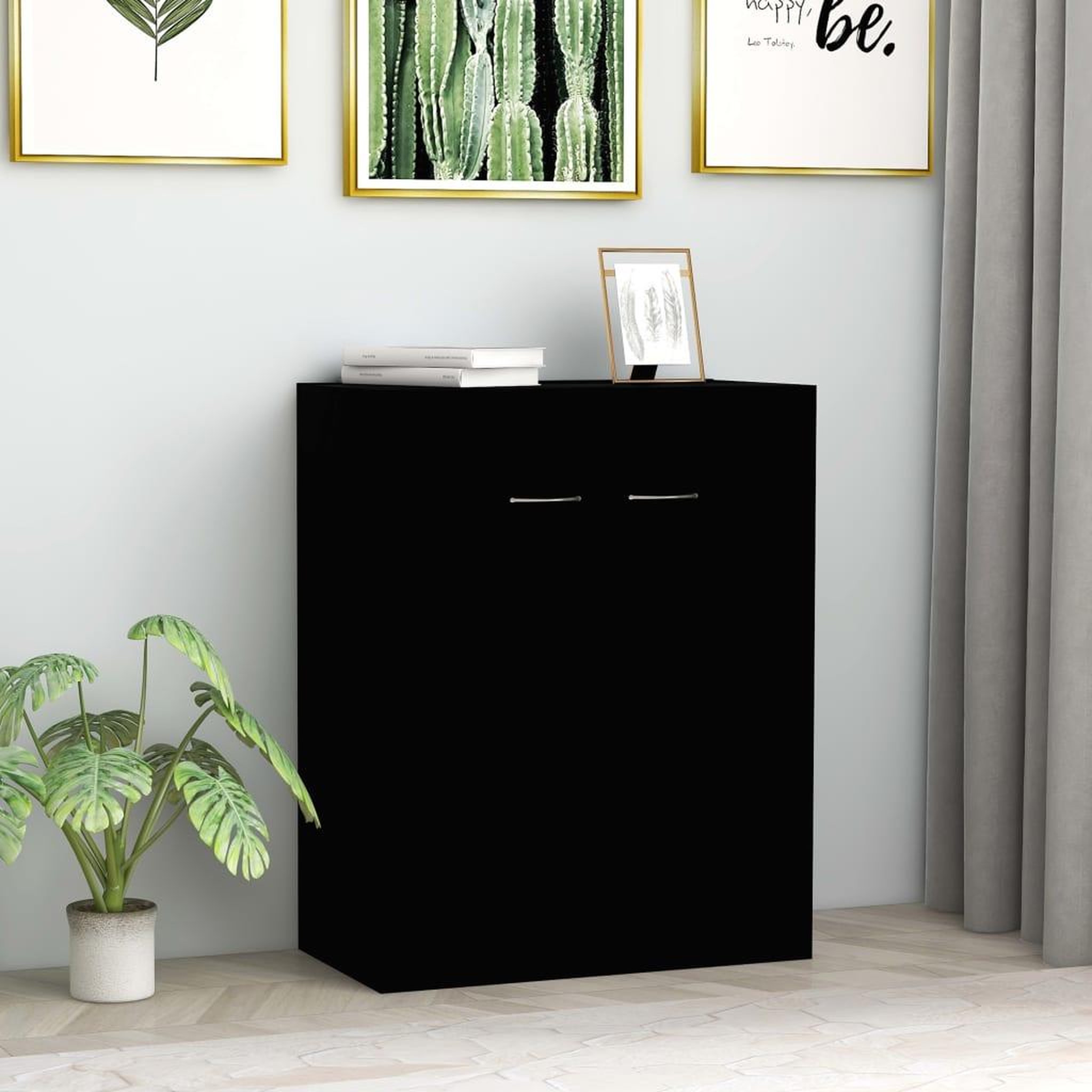 Voir la diapositive 1 : VIDAXL Buffet noir 60x30x75 cm bois d'ingenierie