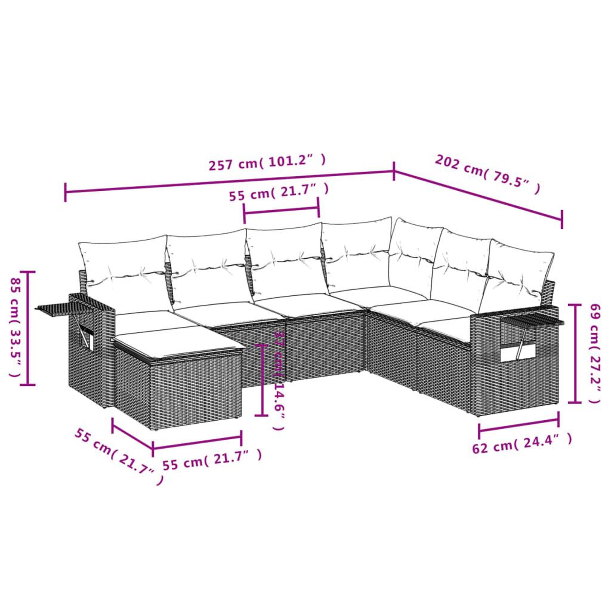 Voir la diapositive 3 : VIDAXL Salon de jardin 7 pcs avec coussins noir resine tressee