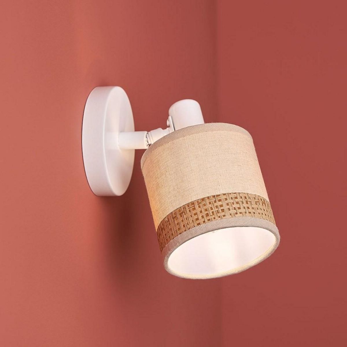 OSTARIA Applique patère orientable 1 abat-jour Lin papier beige