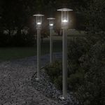 VIDAXL Lampadaires d'exterieur 3 pcs argente 100 cm acier inoxydable