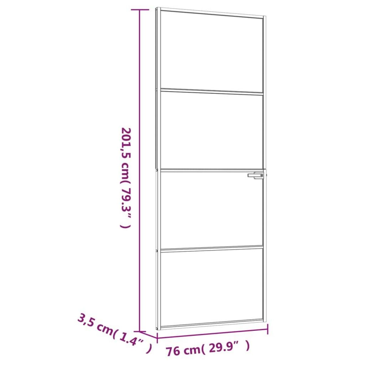 VIDAXL Porte d'interieur Noir 76x201,5 cm Trempe verre aluminium fin