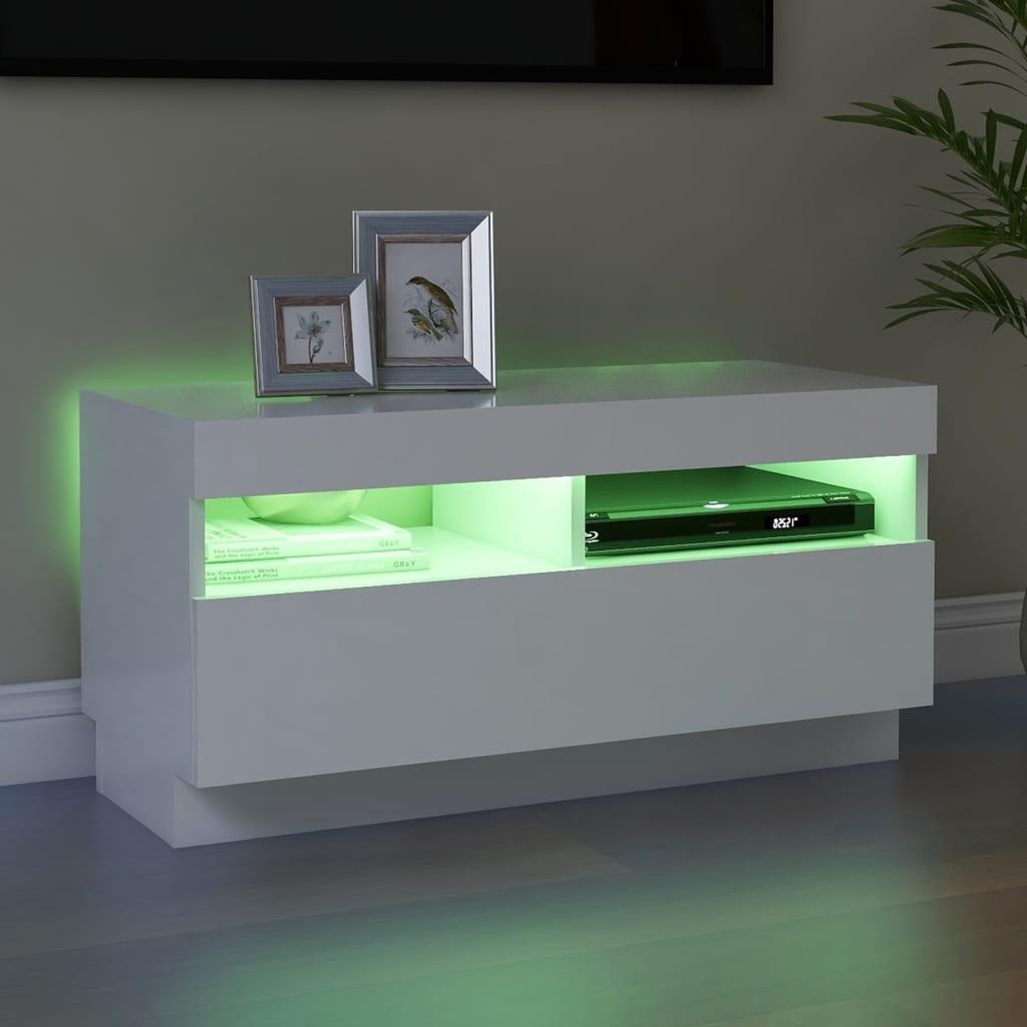 Voir la diapositive 4 : VIDAXL Meuble TV avec lumieres LED blanc 80x35x40 cm