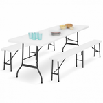 ID MARKET Table pliante d'appoint portable 180 CM et 2 bancs pliables pour camping ou réception