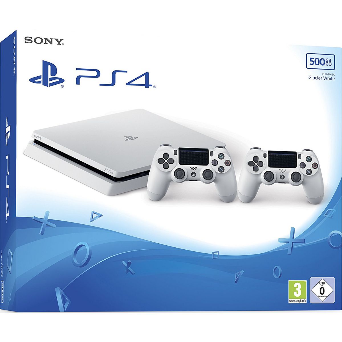 Console Playstation 4 Slim 500GB - Glacier White + 2 DualShock 4