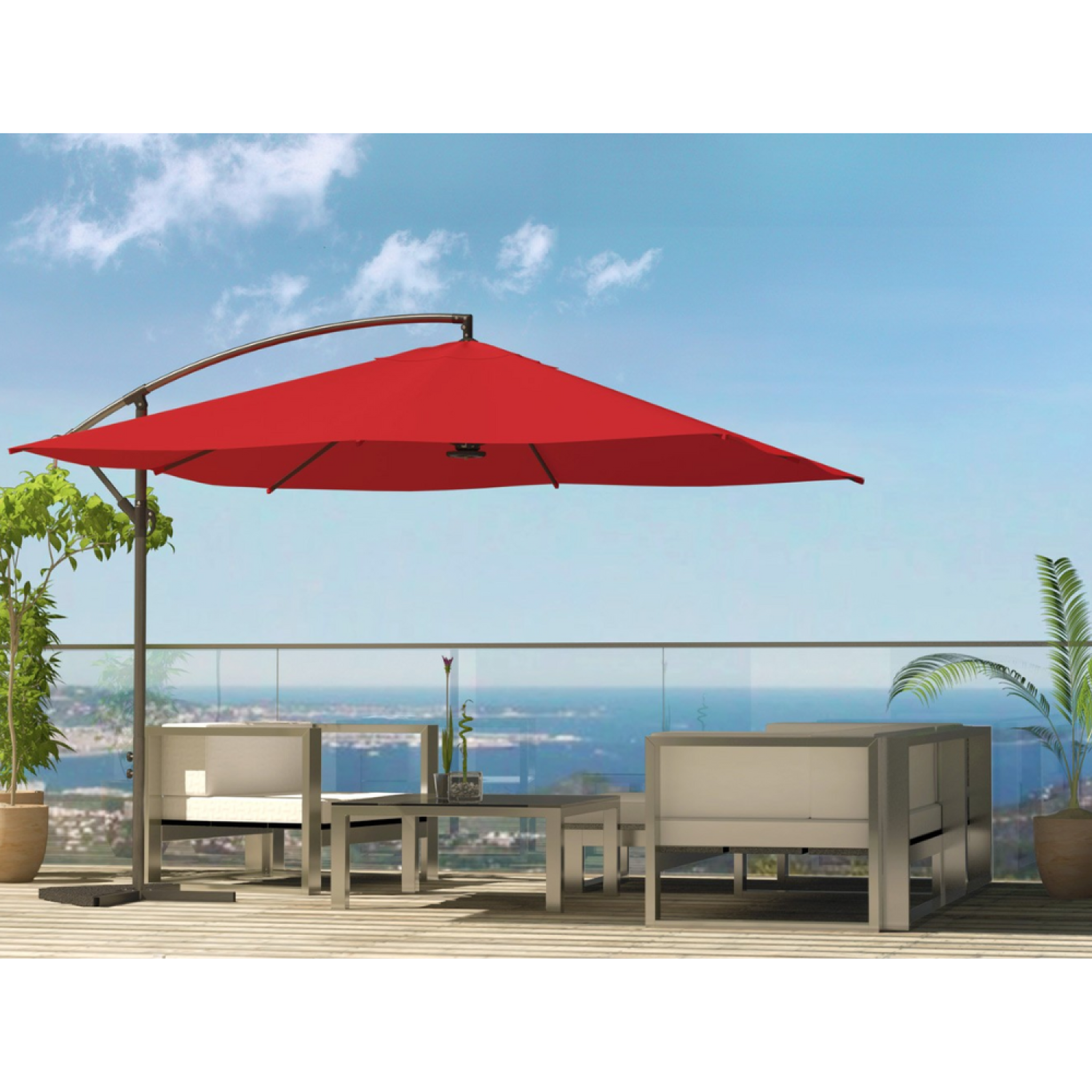Voir la diapositive 3 : CONCEPT USINE Parasol terracotta déporté carré 3 x 3 m led solenzara