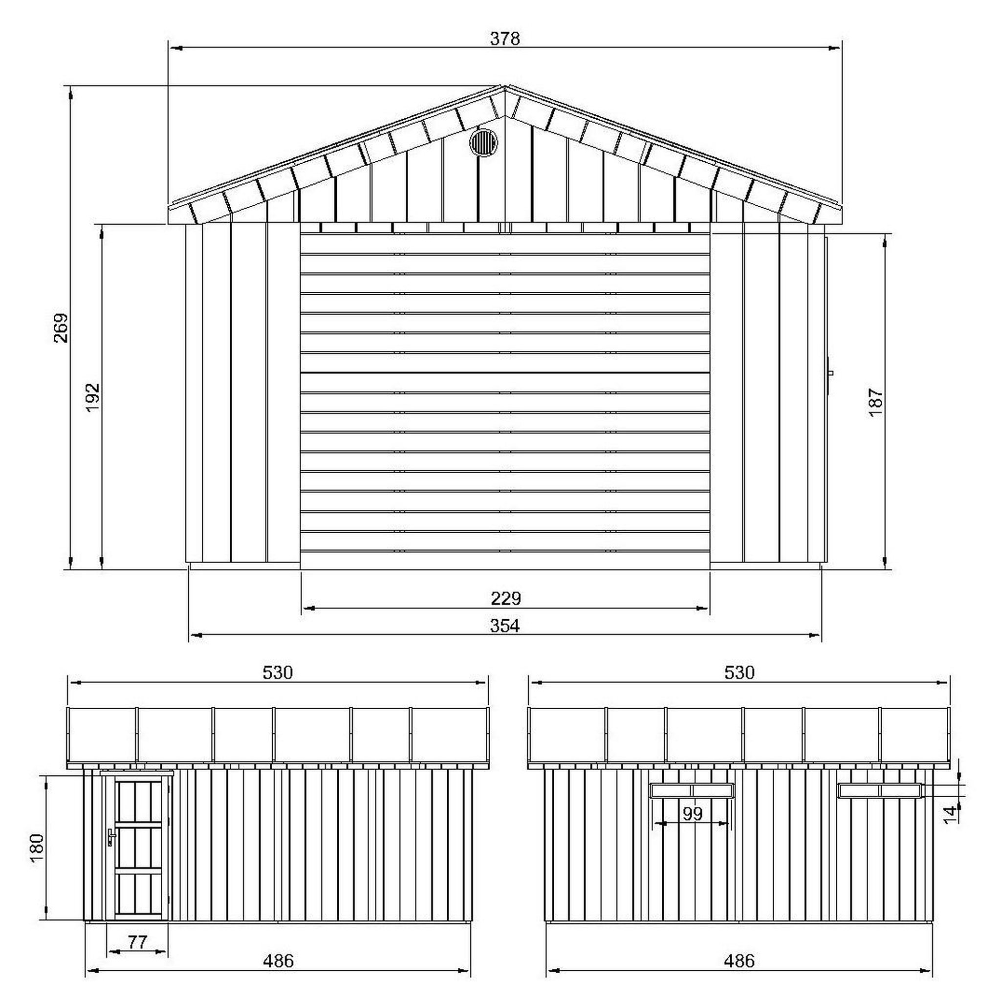 Voir la diapositive 3 : TIMBELA Garage qualité premium 17m² l378xl530 cm garage pour auto, moto, vélos, machines de jardinage m991b