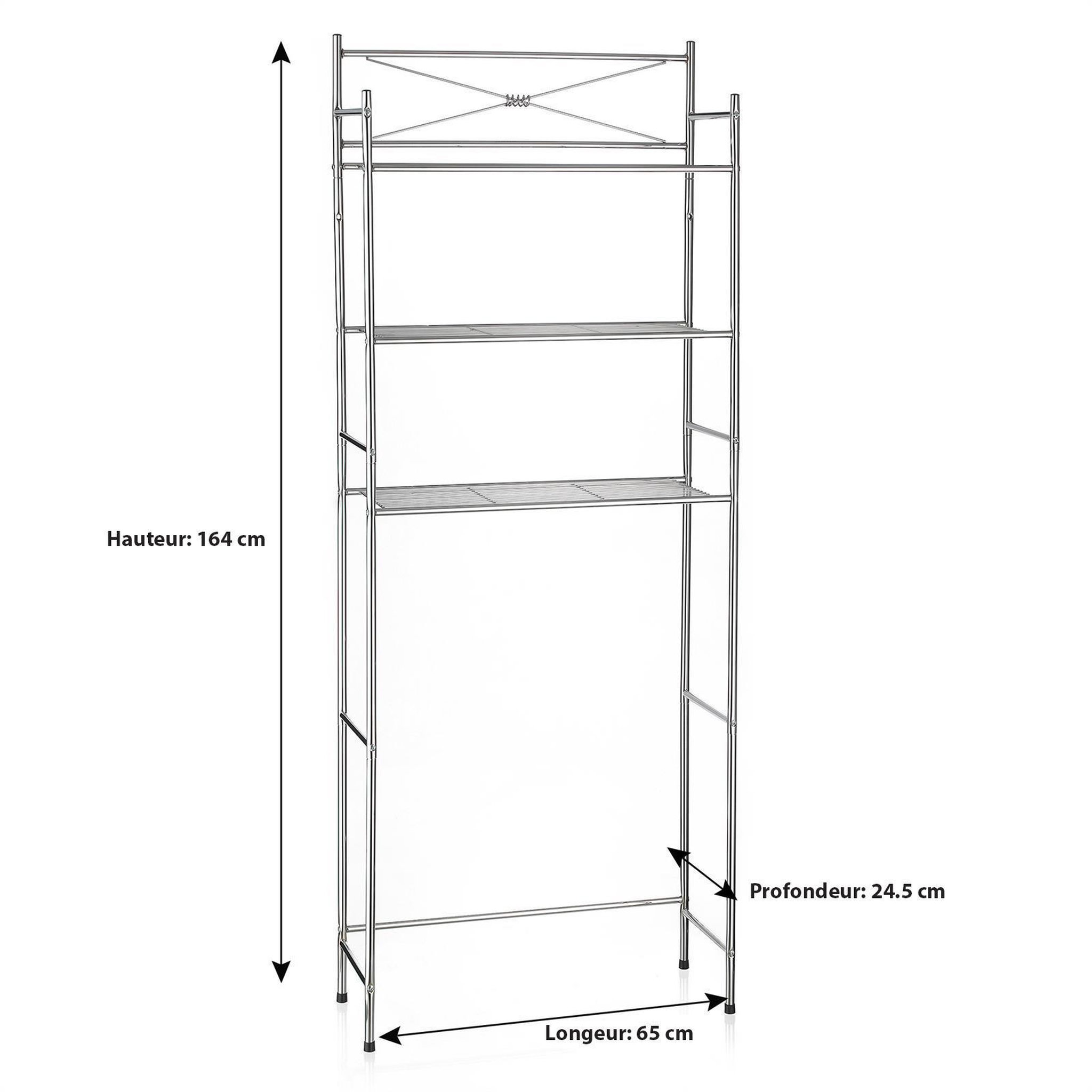 Voir la diapositive 4 : IDIMEX Etagère de salle de bain marsa, rangement pour wc/lave-linge, en métal